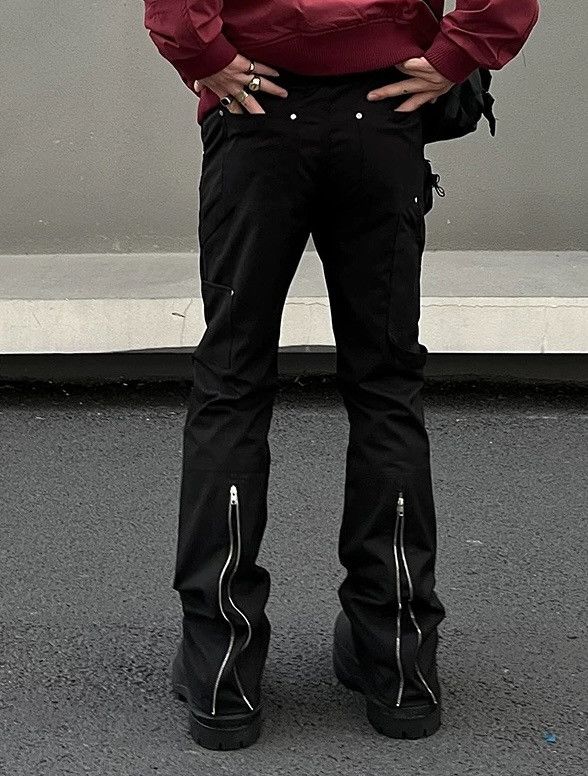 Japanese Brand × Vintage Avant garde removable pocket back zip grunge flare pants Size US 32 / EU 48 - 1 Thumbnail