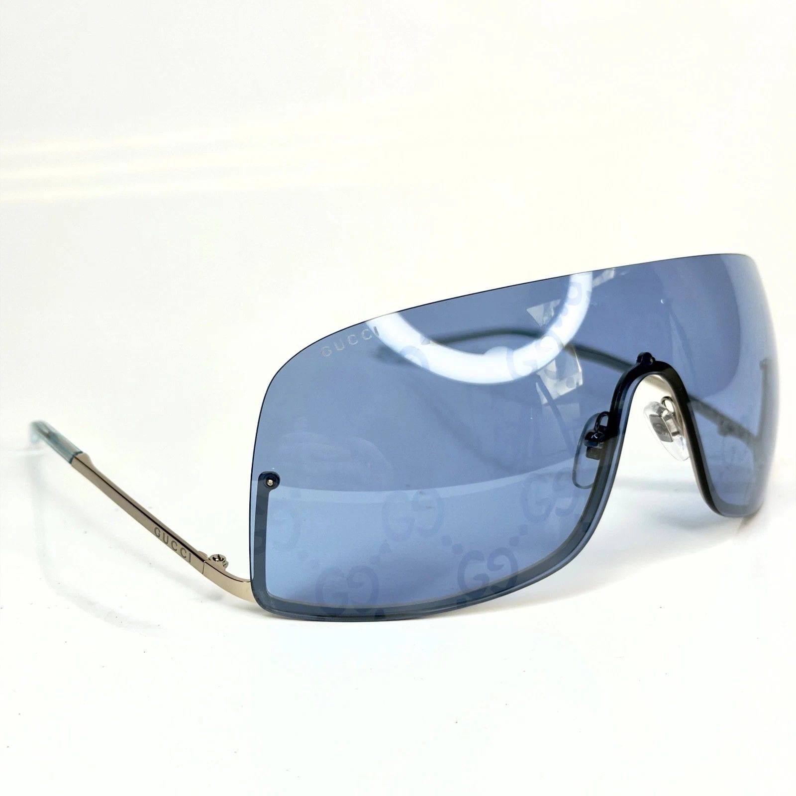 Gucci GUCCI 1560 Silver Blue GG Print Gg1560S Sunglasses 003 Size ONE SIZE - 4 Thumbnail