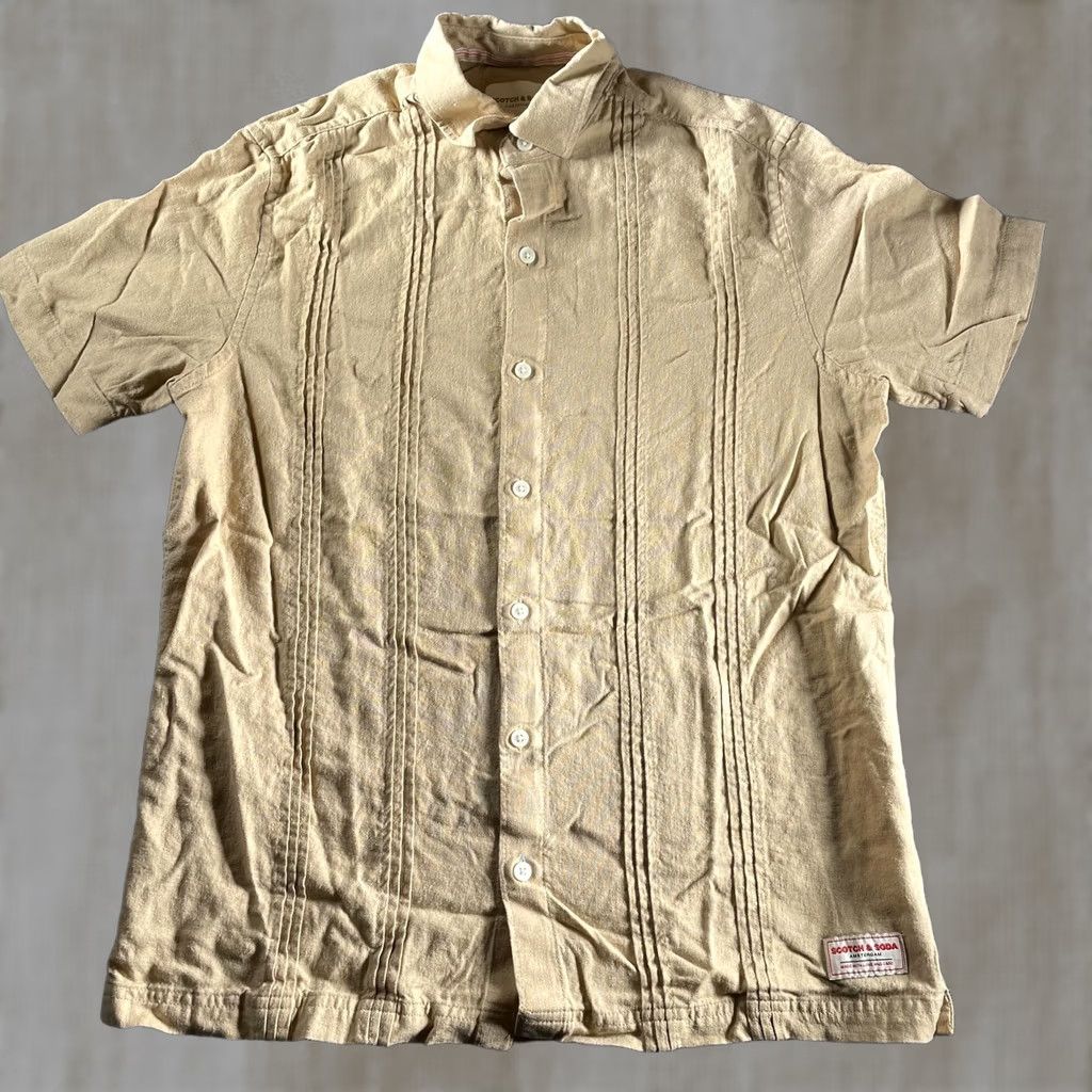 Scotch & Soda Scotch & Soda Shirt Mens Small Beige Linen Blend Short Sleeve Button Up Casual Size US S / EU 44-46 / 1 - 1 Thumbnail