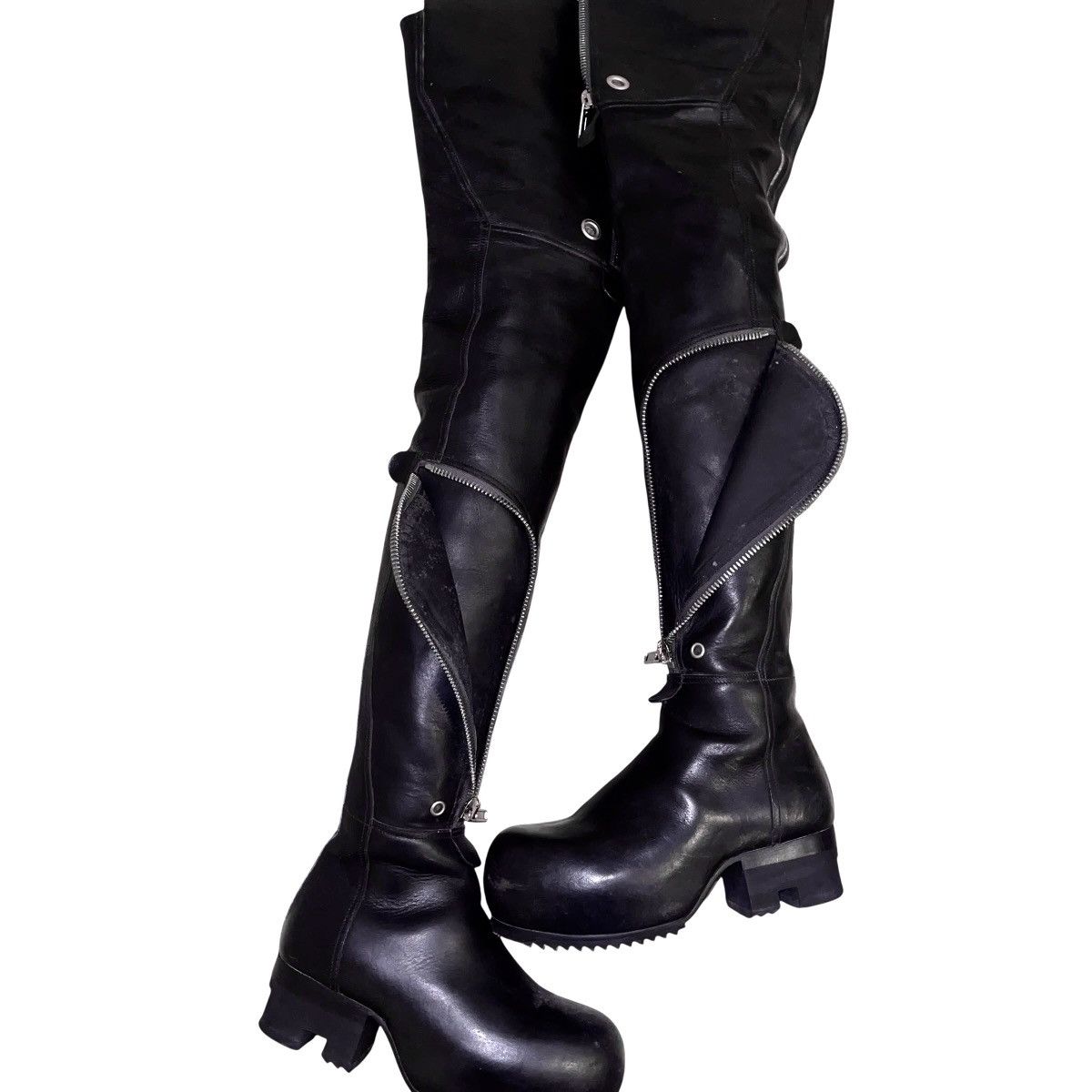 Rick Owens RickOwens Bauhaus Ballast thigh high boots Size US 7 / IT 37 - 7 Thumbnail