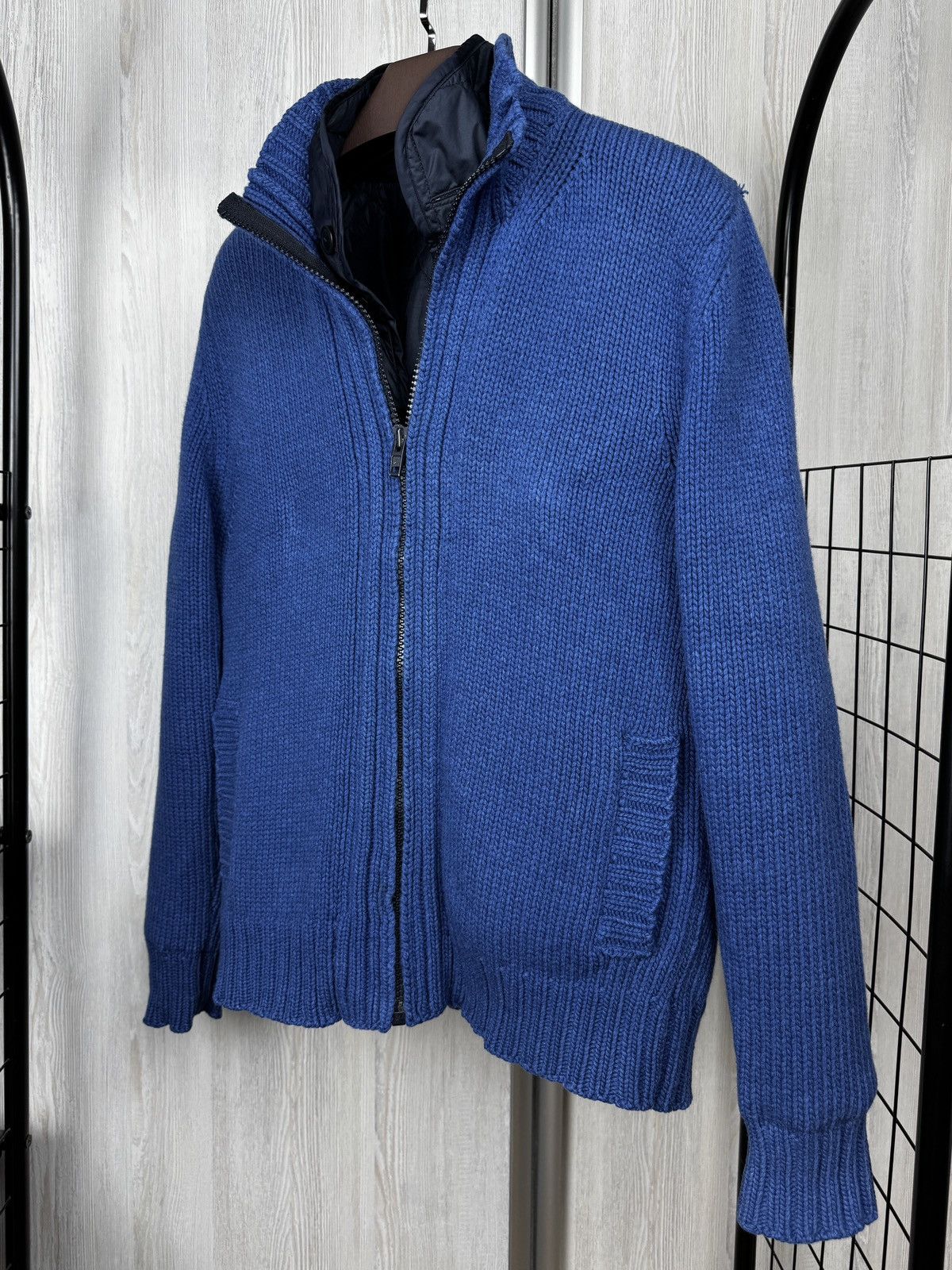 Fay Fay Blue knitted wool bomber jacket with lining size 50 Size US M / EU 48-50 / 2 - 6 Thumbnail