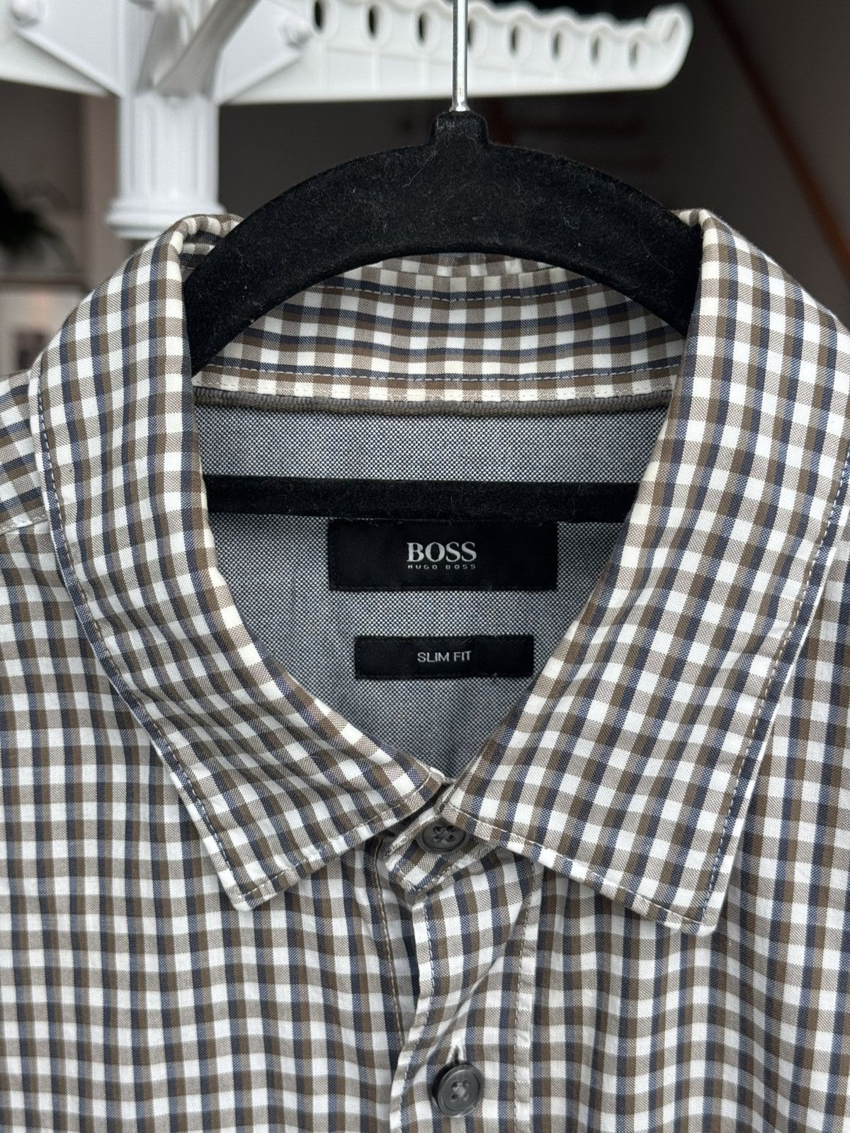 Hugo Boss HUGO BOSS Slim Fit Dress Shirt Grey/White Size US L / EU 52-54 / 3 - 2 Thumbnail