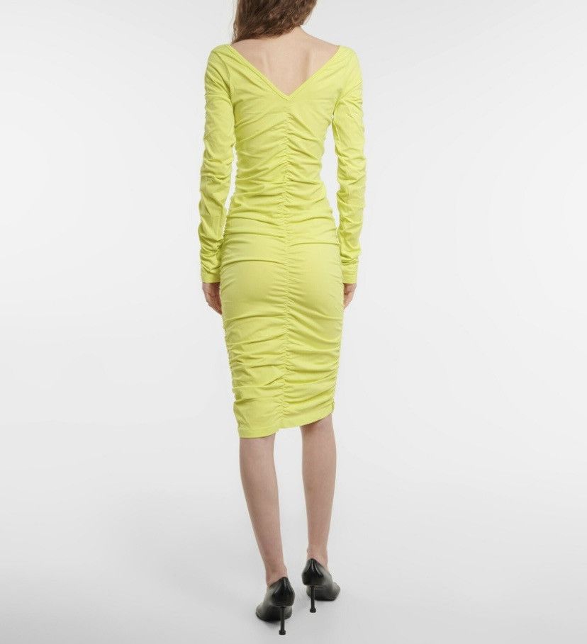 Helmut Lang Helmut Lang Ruched Midi Dress Acid Lime Size S / US 4 / IT 40 - 8 Thumbnail