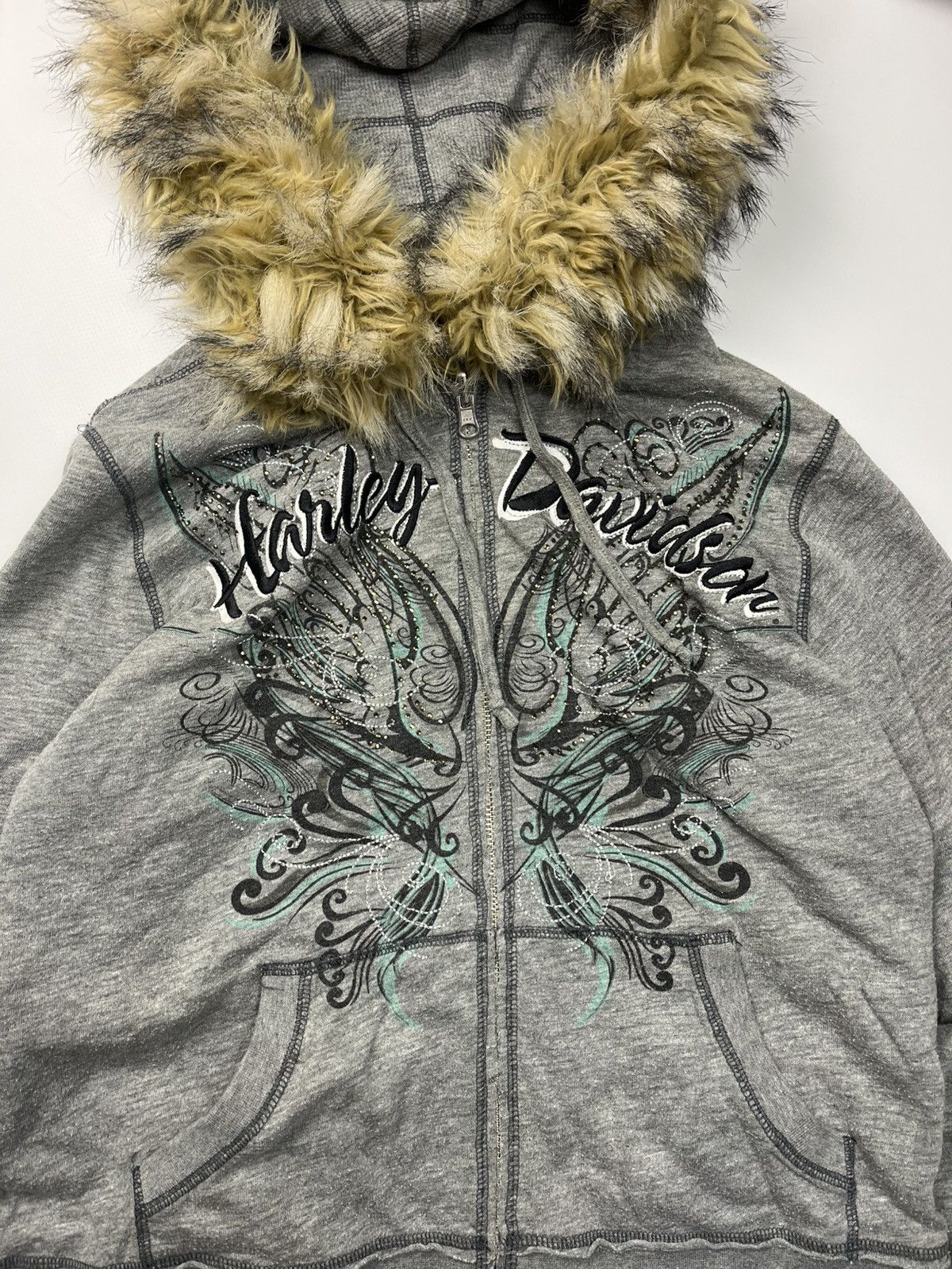 If Six Was Nine Reversible LGB Style Faux Fur Hoodie Harley Davidson Skulls Size US M / EU 48-50 / 2 - 3 Thumbnail