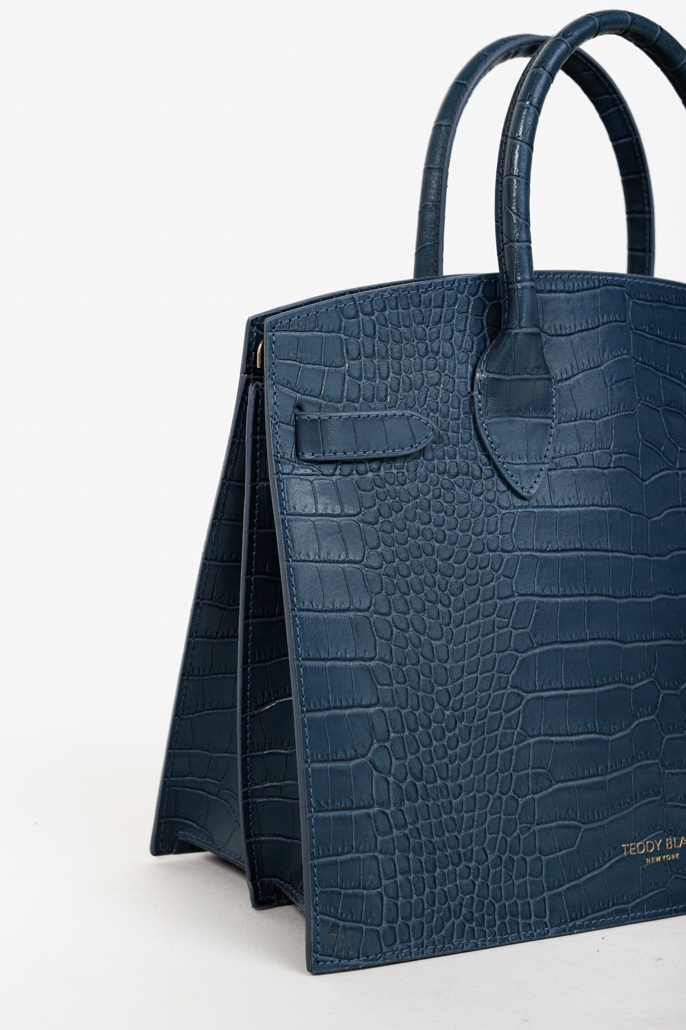 Designer Teddy Blake Kate Croco 12" Blue Leather Tote Size ONE SIZE - 6 Thumbnail