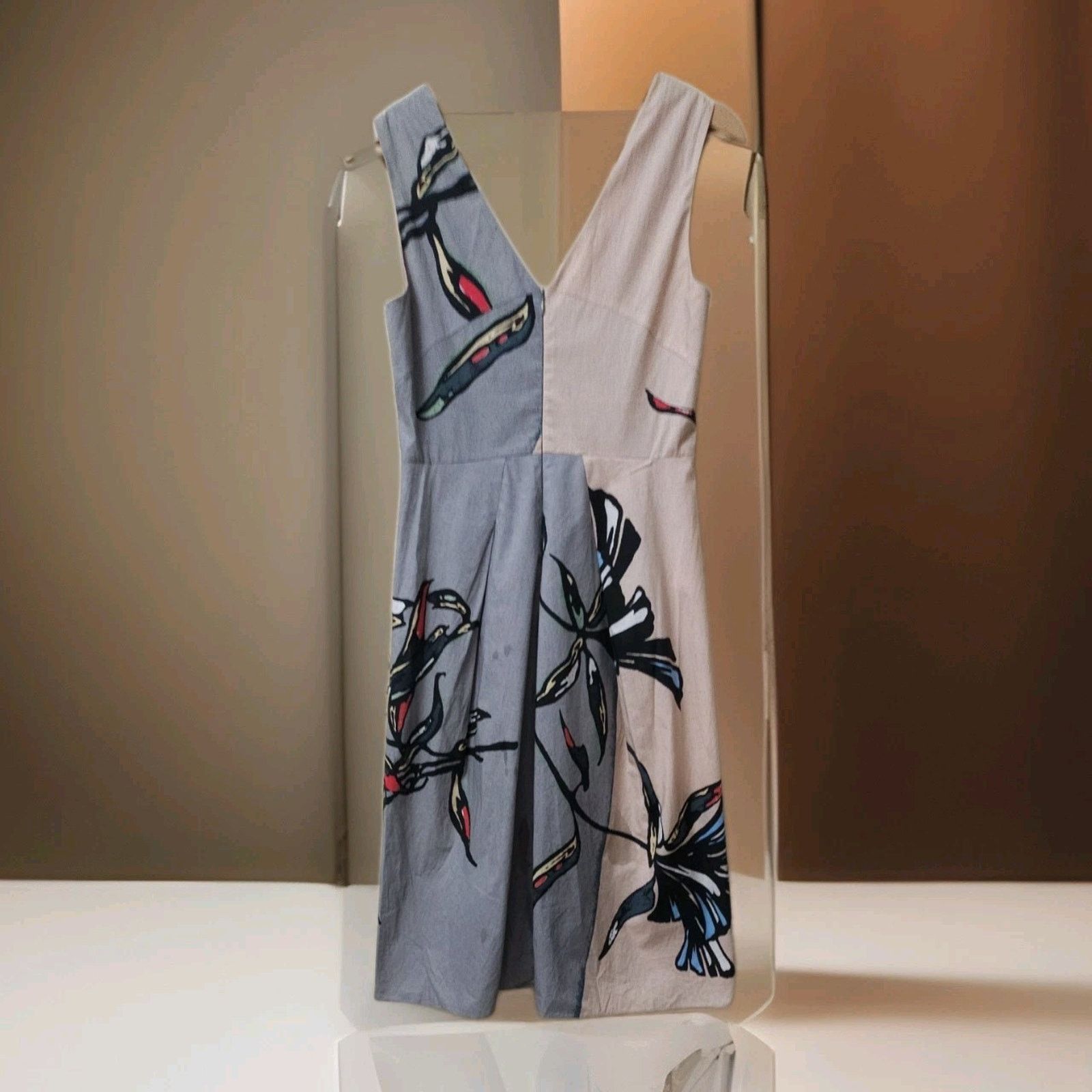 Marni Italian Abstract Print Silk Cotton Midi Dress, Size 38