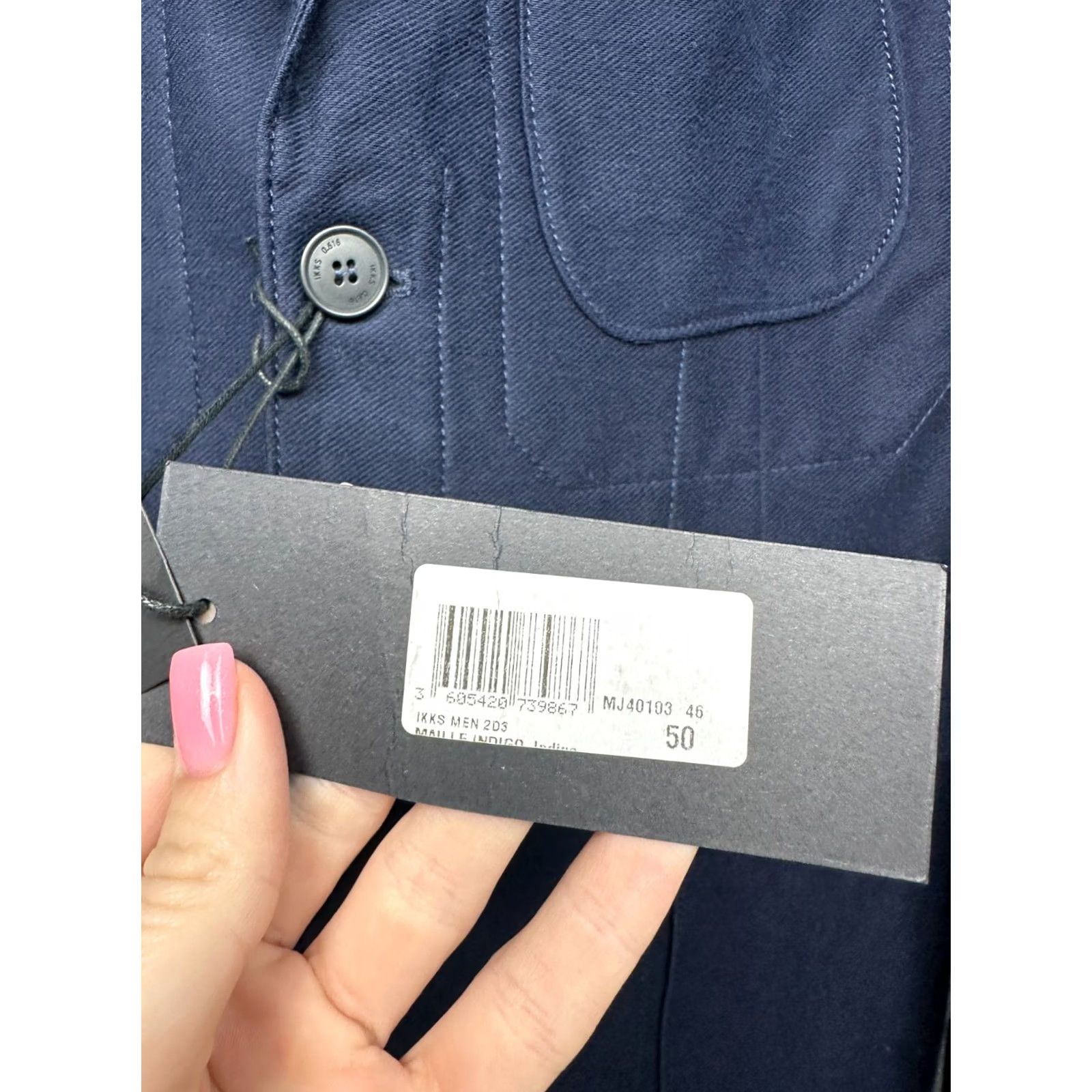 IKKS IKKS Blazer Jacket Mens Size 50 M Blue Windbreaker Cotton Jacket Size 50R - 4 Thumbnail