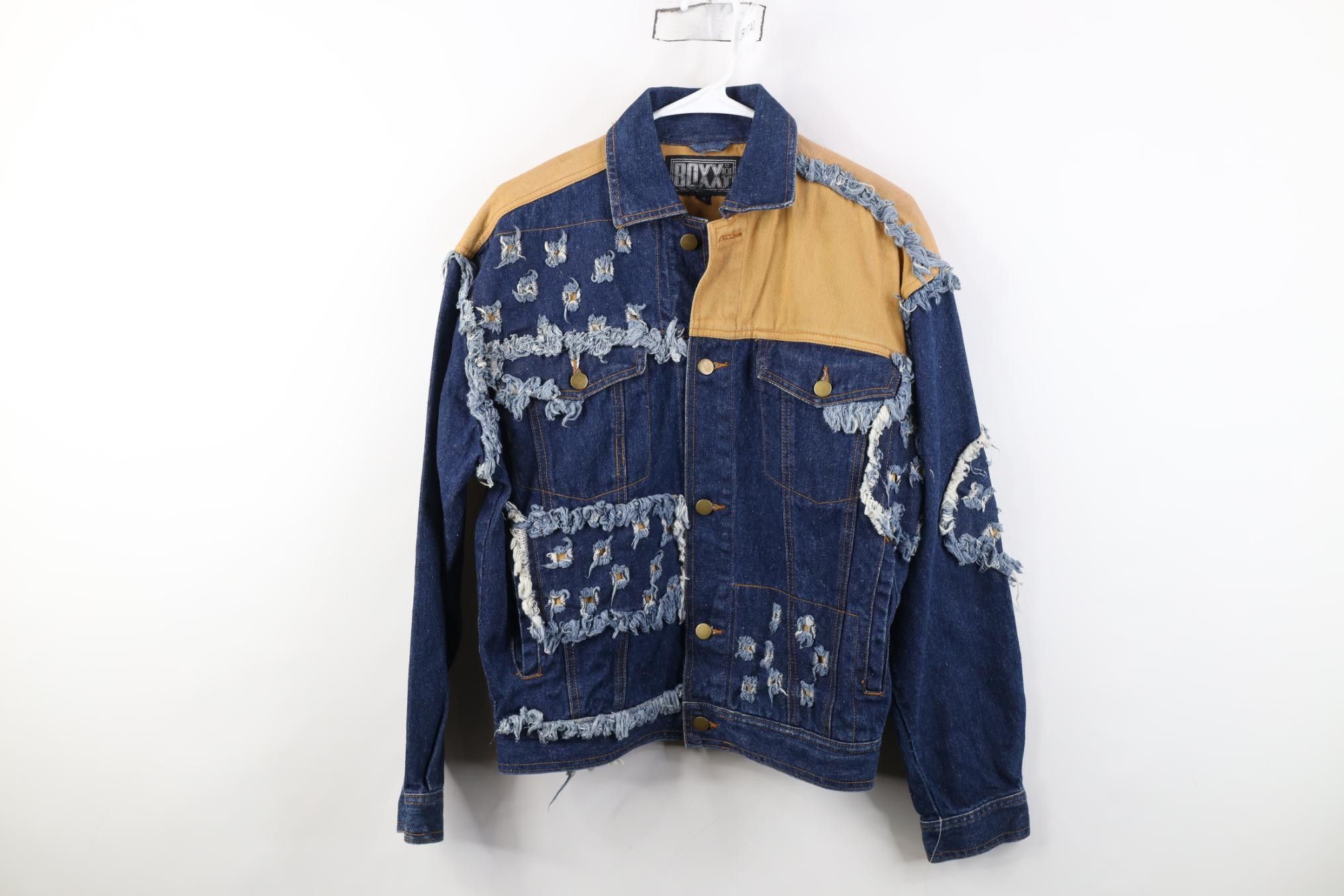Vintage Deadstock Vintage 90s Streetwear Patch Denim Trucker Jacket Size US S / EU 44-46 / 1 - 1 Thumbnail