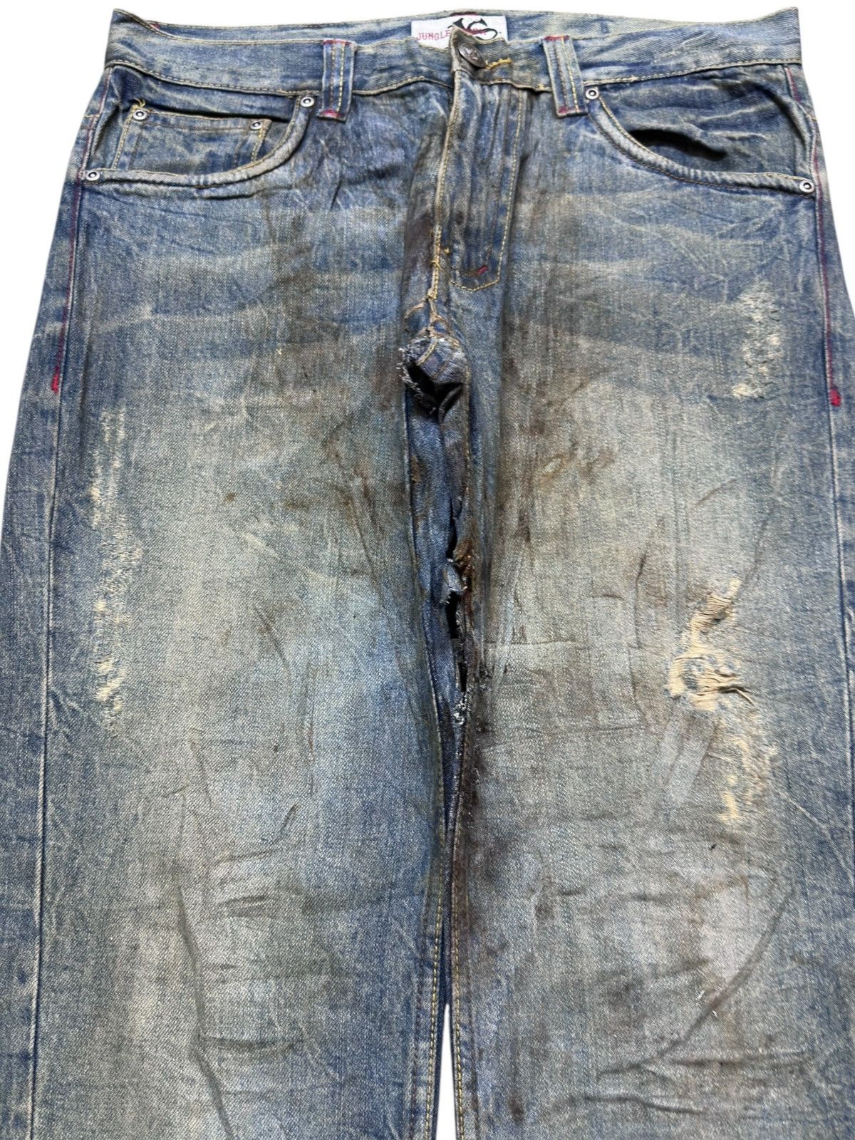 Hysteric Glamour Vintage Jungle Storm Mudwash Ripped Distressed Denim Size US 33 - 2 Thumbnail