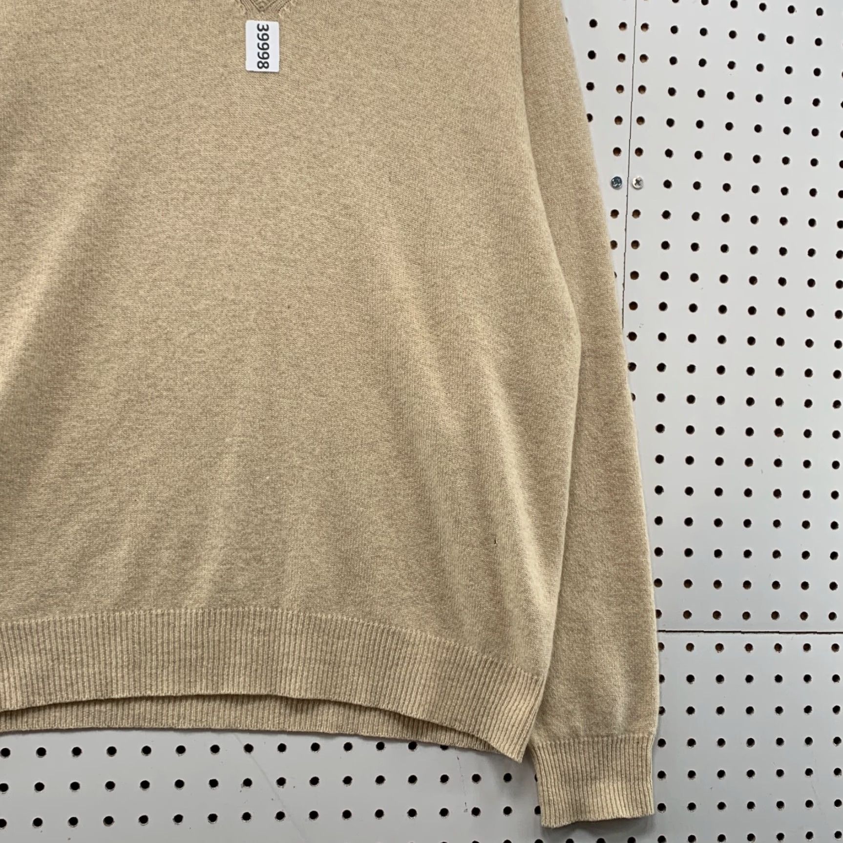 Vintage Woods & Gray 100% Cashmere Knit Sweater Mens Large Beige V-Neck Pullover Size US L / EU 52-54 / 3 - 7 Thumbnail