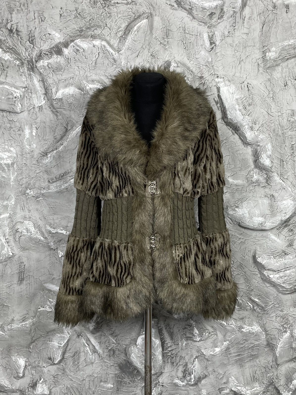 Y2K archive grunge fur jacket レオパード M
