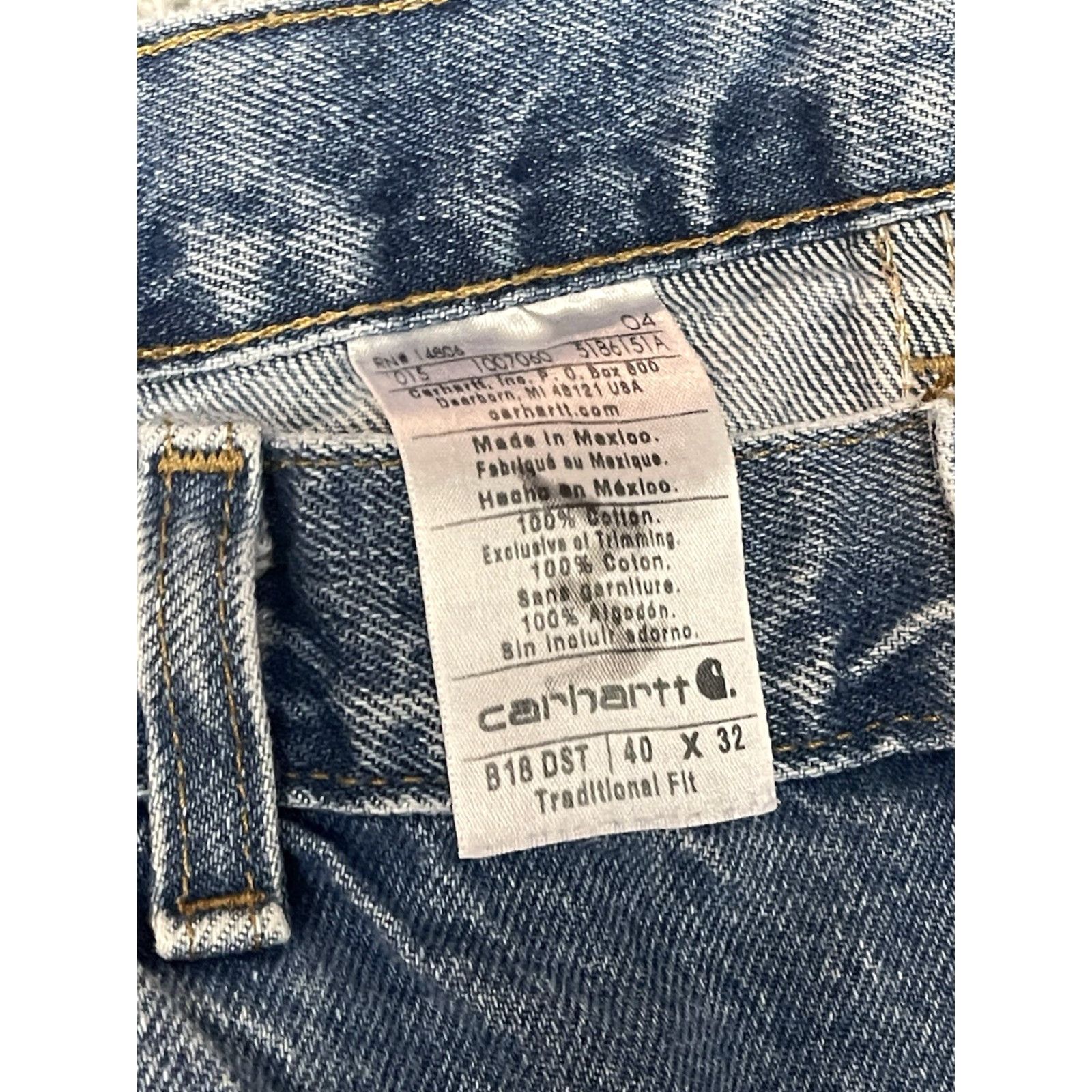 Carhartt Carhartt B18 DST Traditional Fit Jeans Mens 40x32 Straight Leg Workwear Streetwear Blue 5-Pocket Denim Jeans Mens Straight Leg 40 32 DST B18 Series Size US 40 / EU 56 - 7 Thumbnail