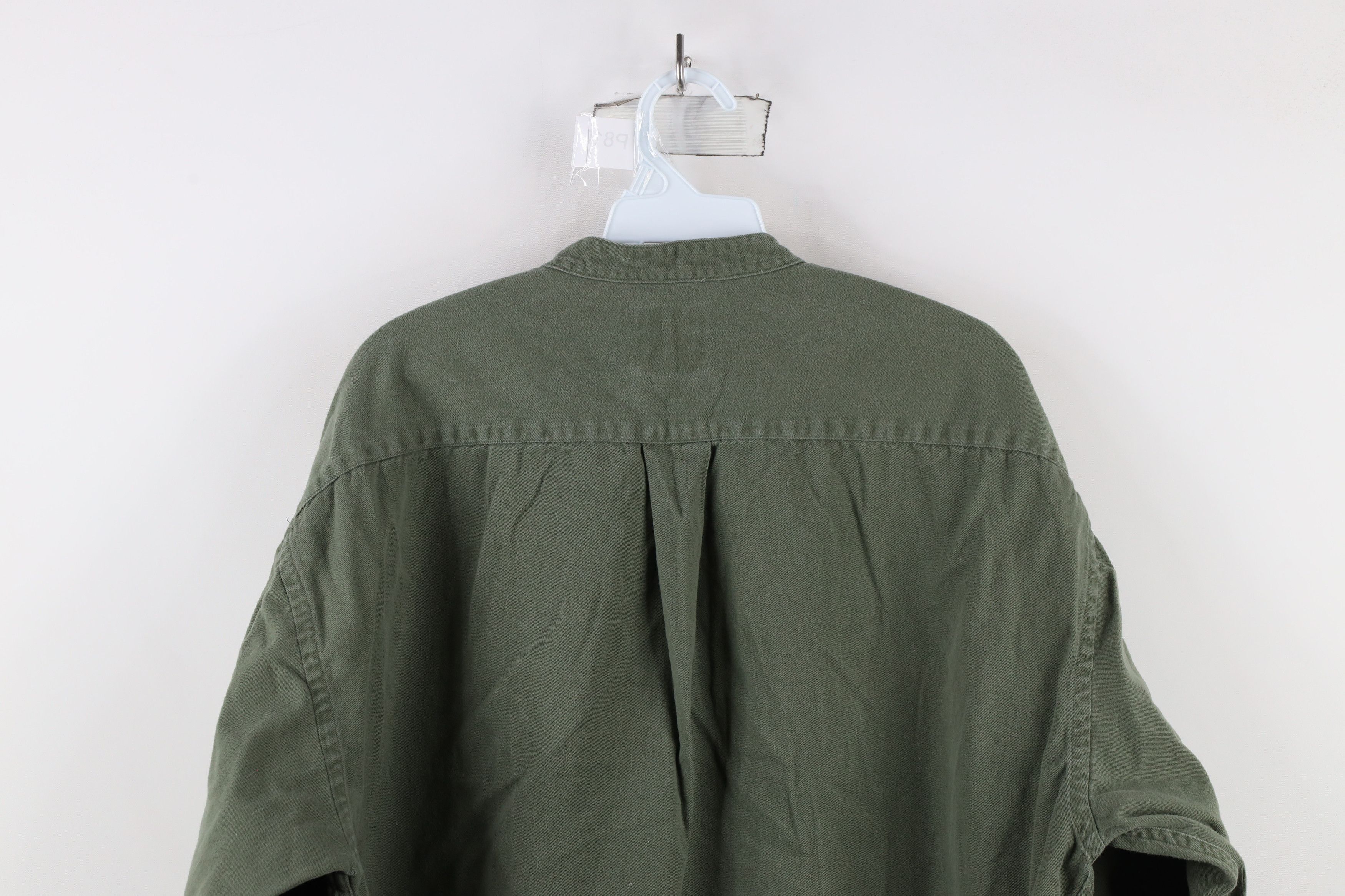 Vintage Vintage 90s Streetwear Cotton Twill Band Collar Button Shirt Size US L / EU 52-54 / 3 - 7 Thumbnail