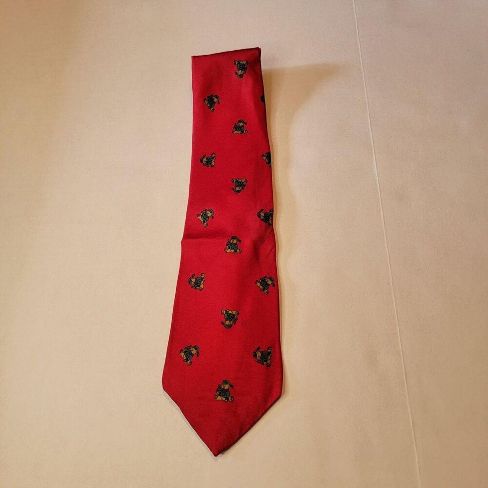 Other Pure Silk By Wembley- Christmas Tie- Elf Teddy Bear- Red Size ONE SIZE - 2 Thumbnail