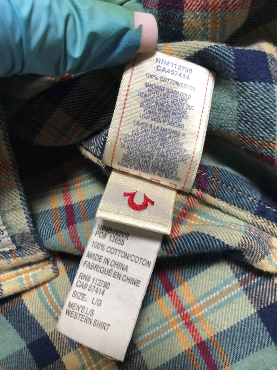 True Religion True Religion Check Cotton Flannel Western Cut Sport Shirt Size US L / EU 52-54 / 3 - 12 Thumbnail