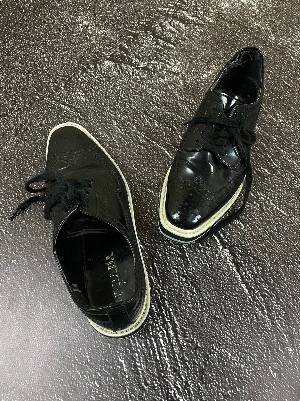 Prada × Vintage Vintage Prada Brogue Patent Leather Platform Derby Sneakers Size US 5 / EU 37 - 2 Thumbnail