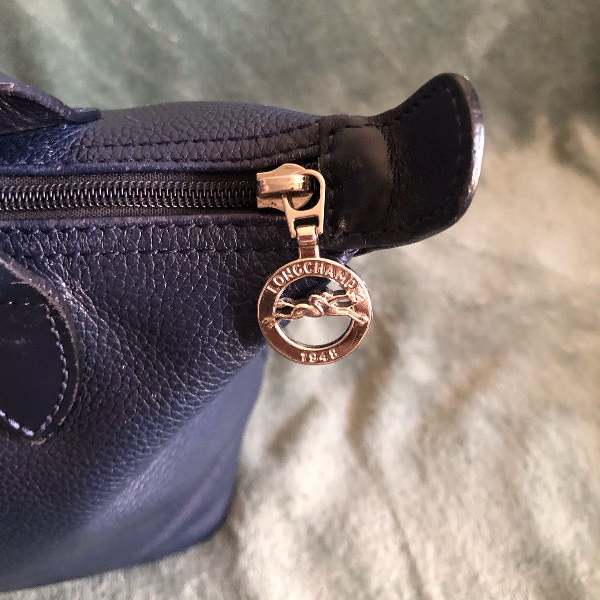 Longchamp LONGCHAMP Paris Le Pliage Navy Blue Leather Shoulder Bag Size ONE SIZE - 6 Thumbnail