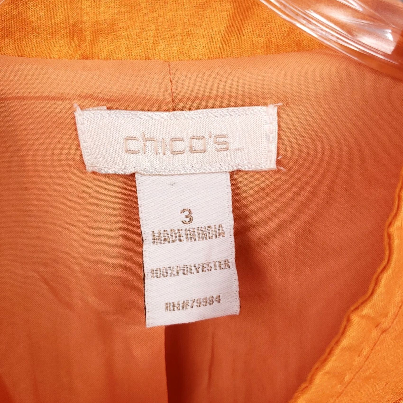 Vintage Chicos Jacket Womens XL Orange Button Up Pintuck Pleat Long Sleeve Casual Spin Size XL / US 12-14 / IT 48-50 - 6 Thumbnail