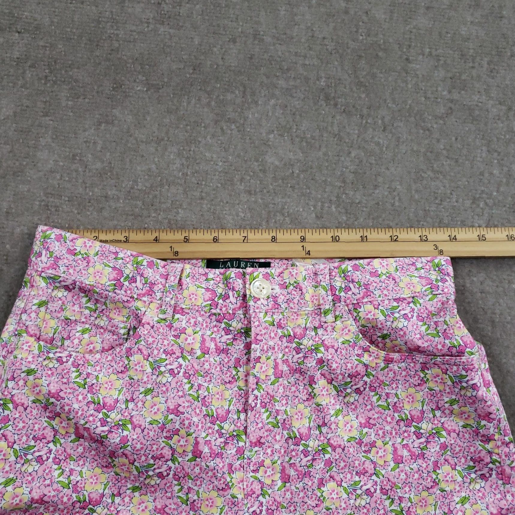 Ralph Lauren VINTAGE Lauren Ralph Lauren Pants Women 4P Pink Floral Stretch Petite Flat Front Pants Womens Size 27" / US 4 / IT 40 - 6 Thumbnail
