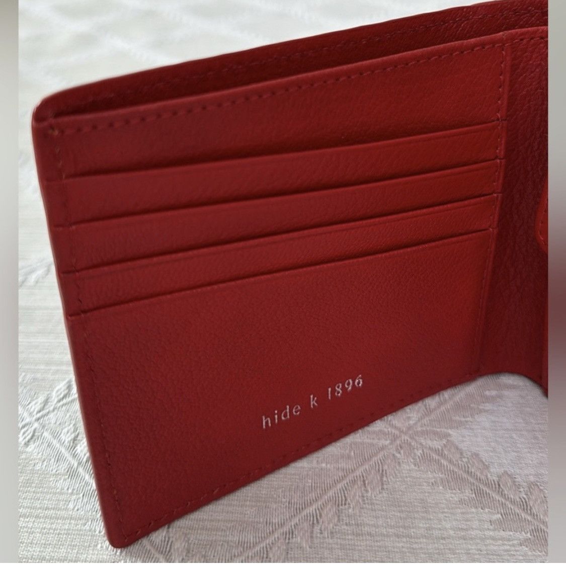 Japanese Brand hide k 1896 RFID Blocking Bifold Leather Red Wallet Size ONE SIZE - 6 Thumbnail