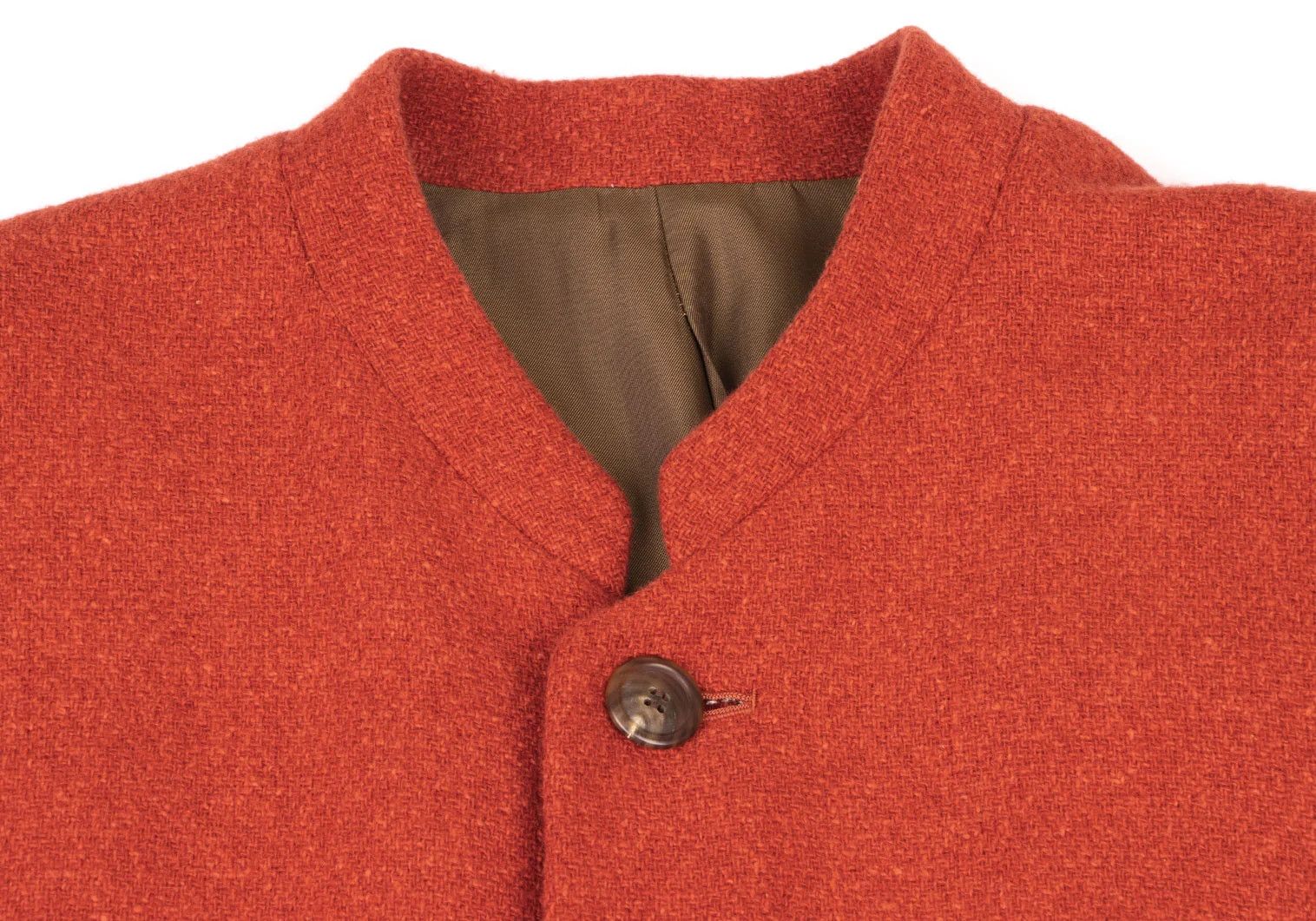 Issey Miyake Wool Band Collar Flap Pocket Jacket in Orange, Size M Size US M / EU 48-50 / 2 - 3 Thumbnail