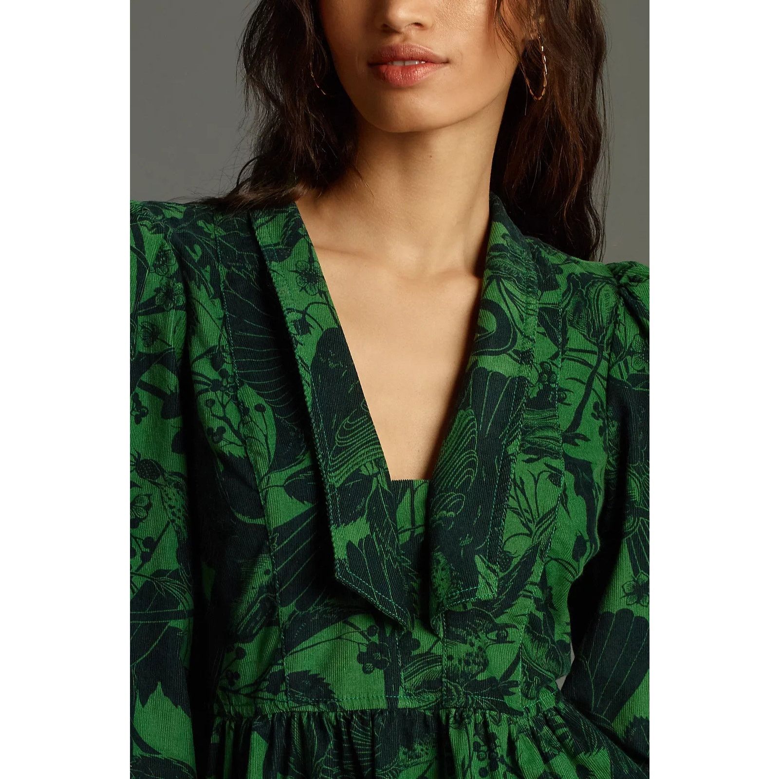 NWT Pilcro Long-Sleeve Corduroy Babydoll Mini Dress XXS
