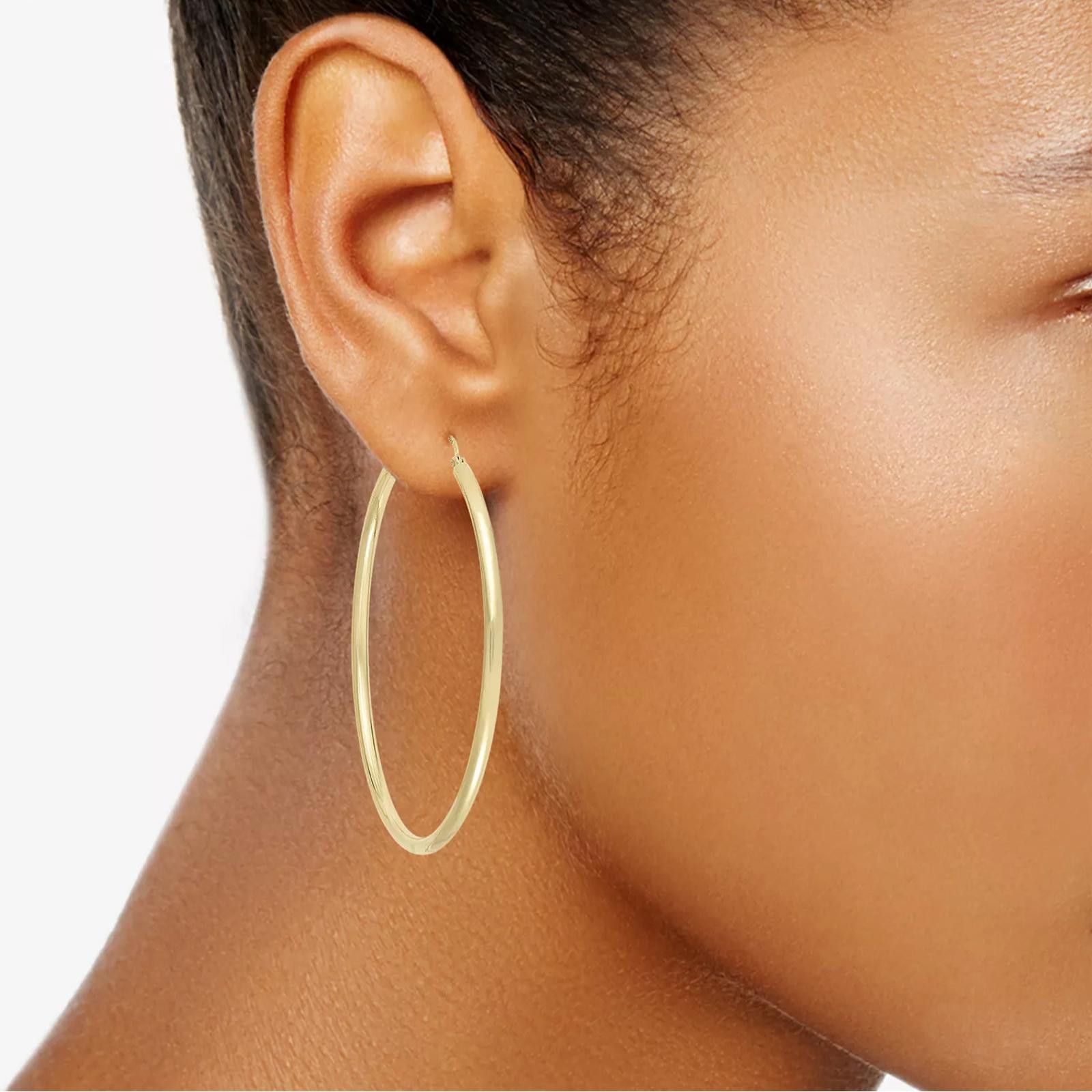 Macys Macy’s Round Hoop Earrings – 14k Gold Over Sterling Silver Size ONE SIZE - 5 Thumbnail
