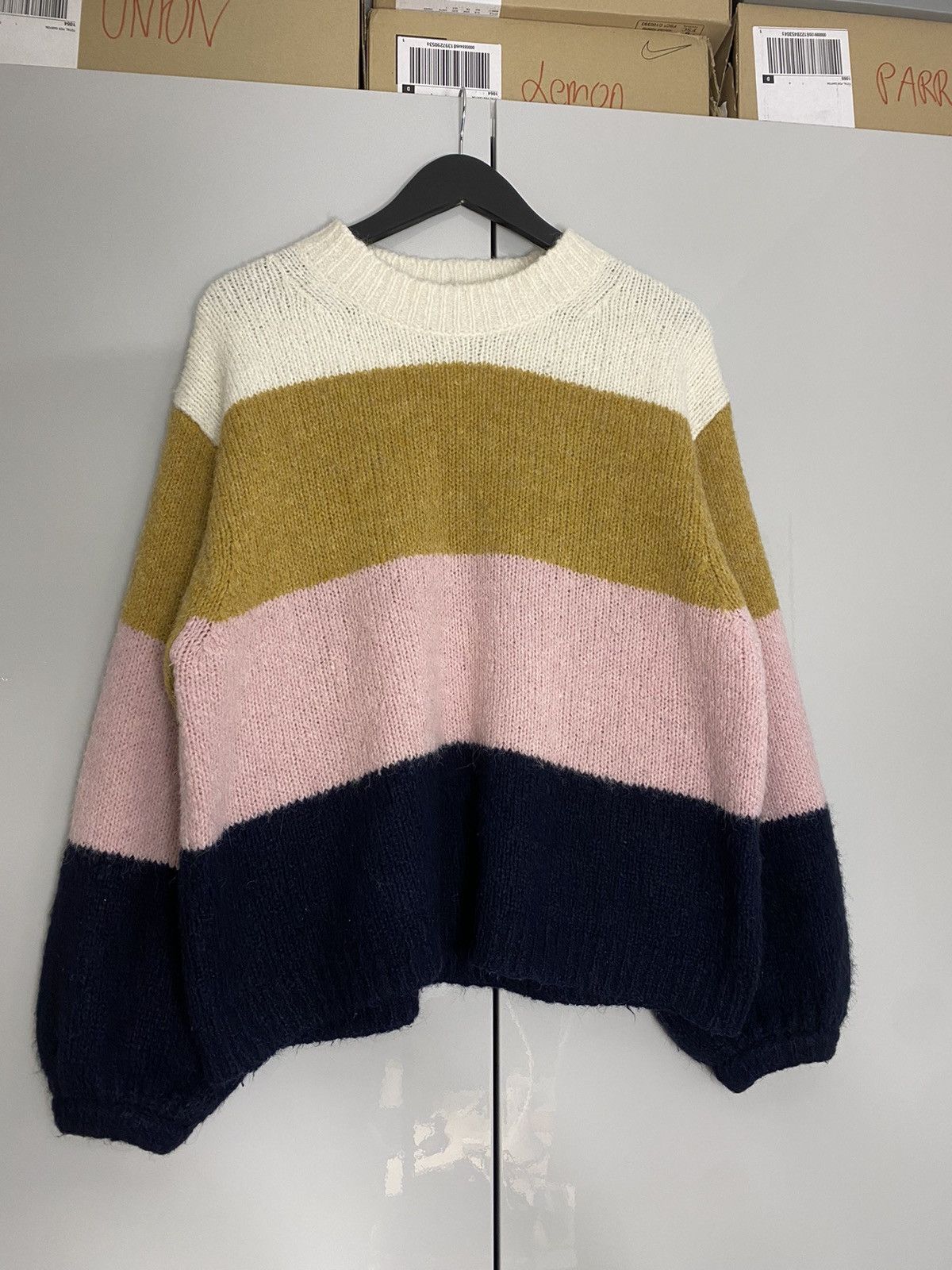 Acne Studios Acne Studios Kazia oversized striped alpaca sweater knitwear Size US M / EU 48-50 / 2 - 1 Thumbnail