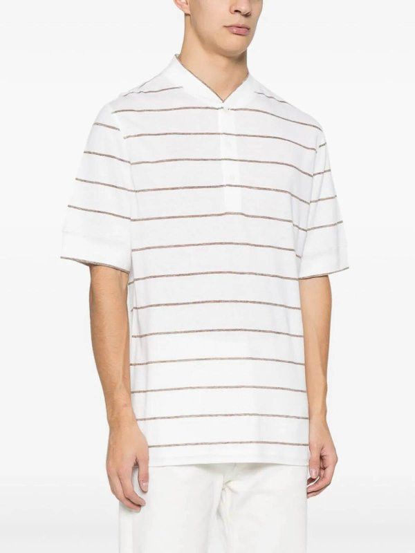 Brunello Cucinelli o1y0526 Crewneck T-Shirt in Ivory/Brown Size US XL / EU 56 / 4 - 2 Thumbnail