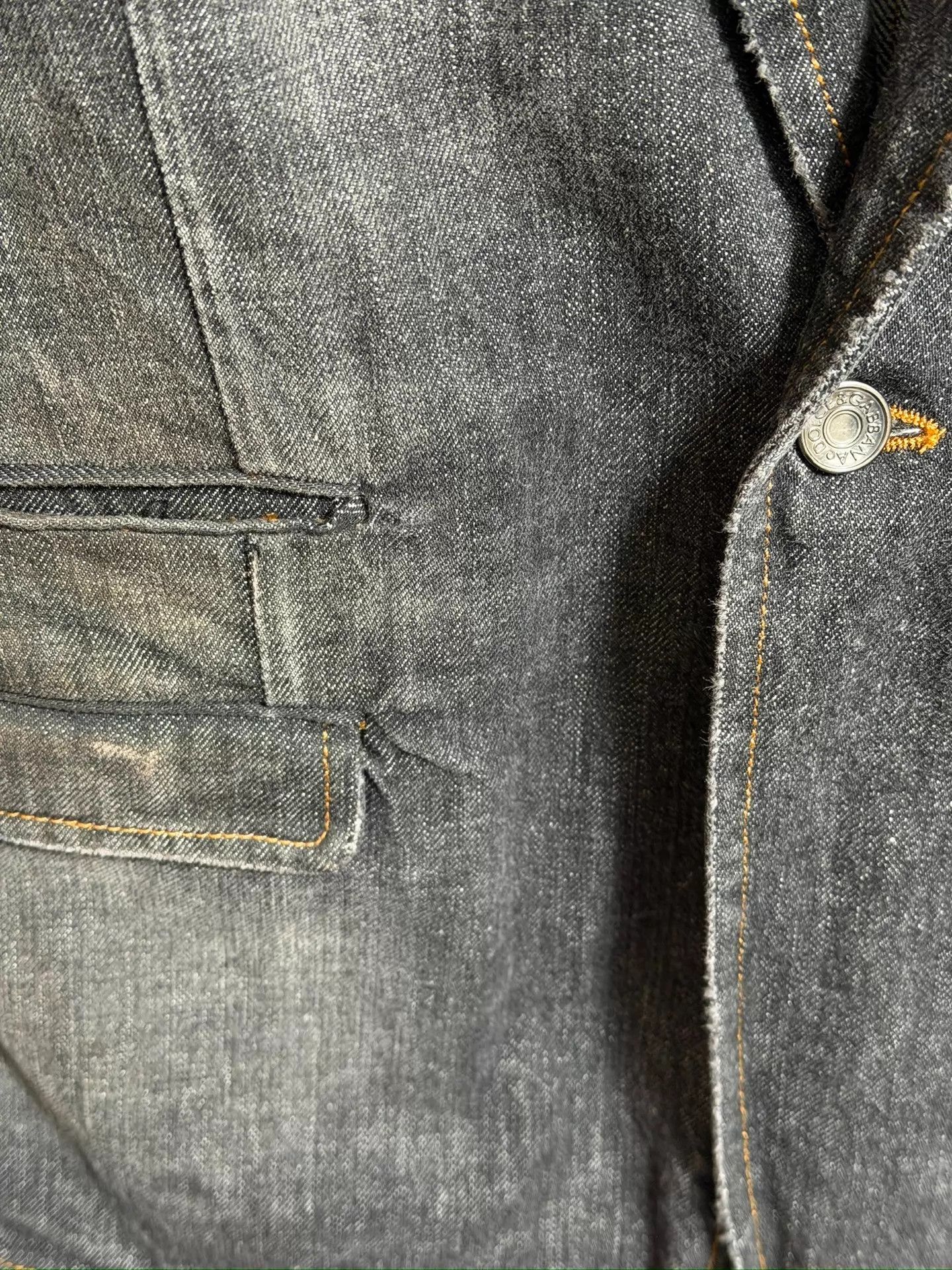 Dolce & Gabbana Dolce & Gabbana Charcoal Distressed Denim Blazer 48 Size US M / EU 48-50 / 2 - 4 Thumbnail