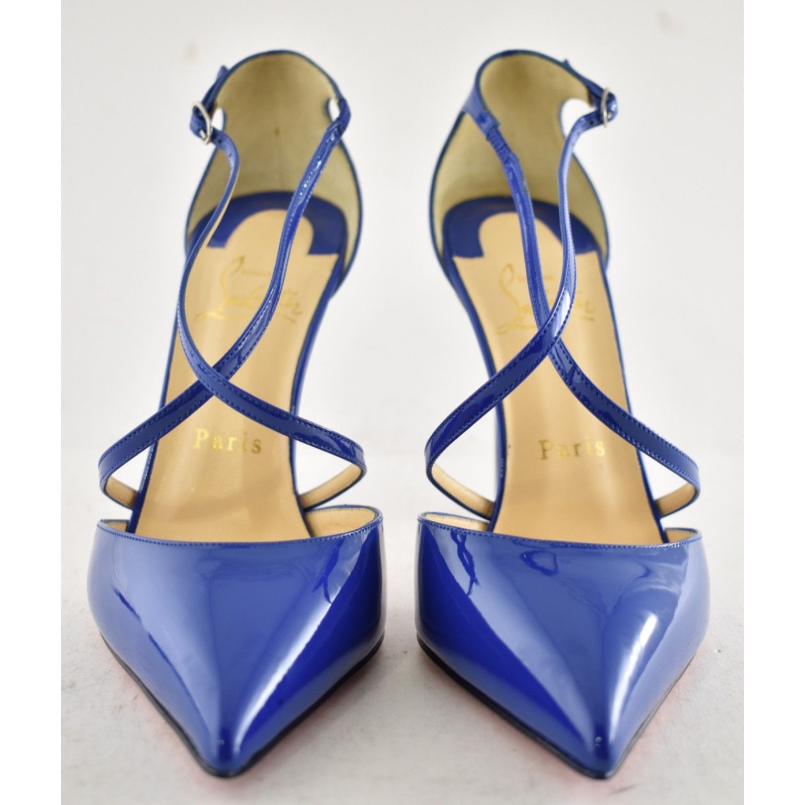 Christian Louboutin Cross Blake 100 Patent Electric Blue