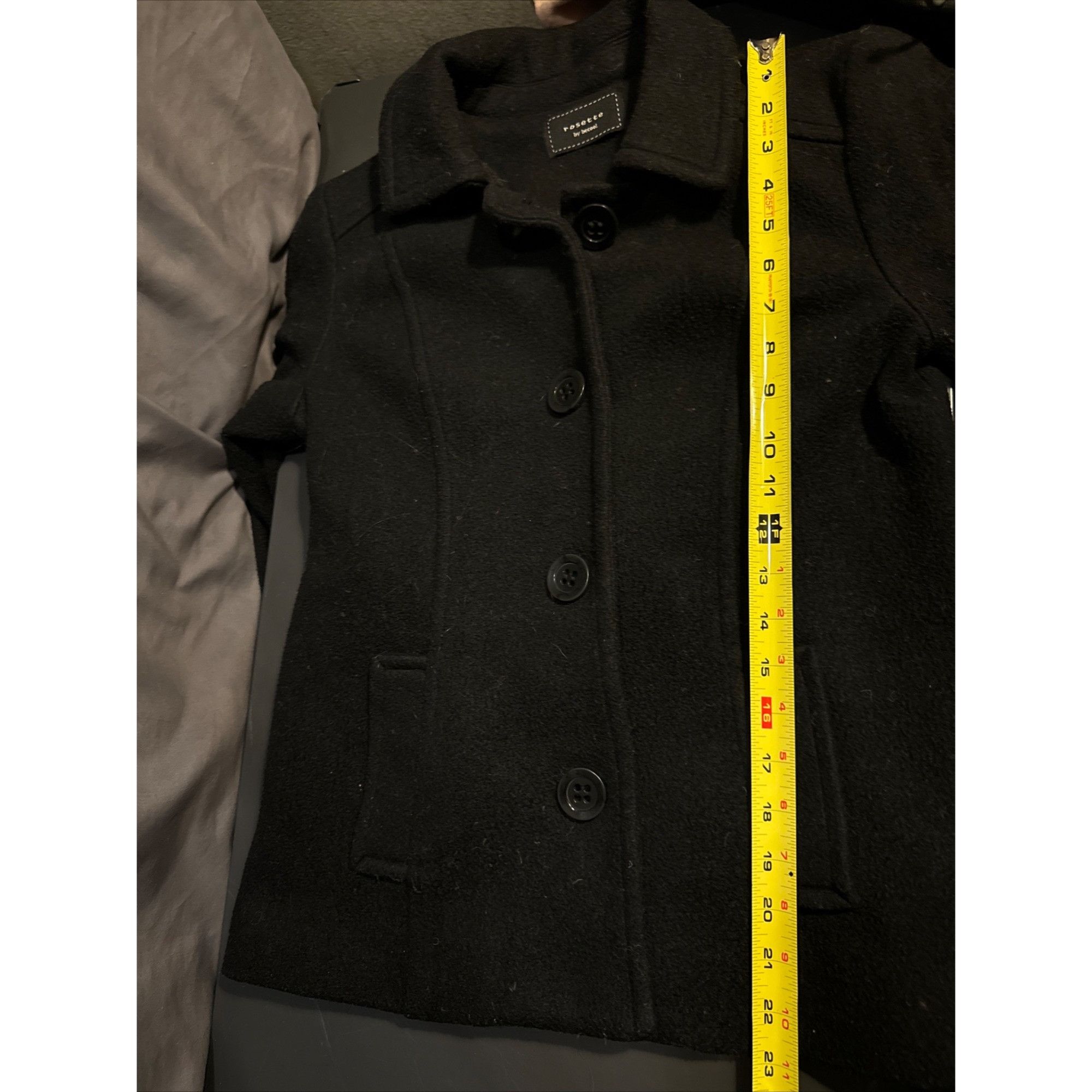 Other Rosette By Becool Women's Black Wool-Blend Peacoat Jacket Si Size S / US 4 / IT 40 - 6 Thumbnail