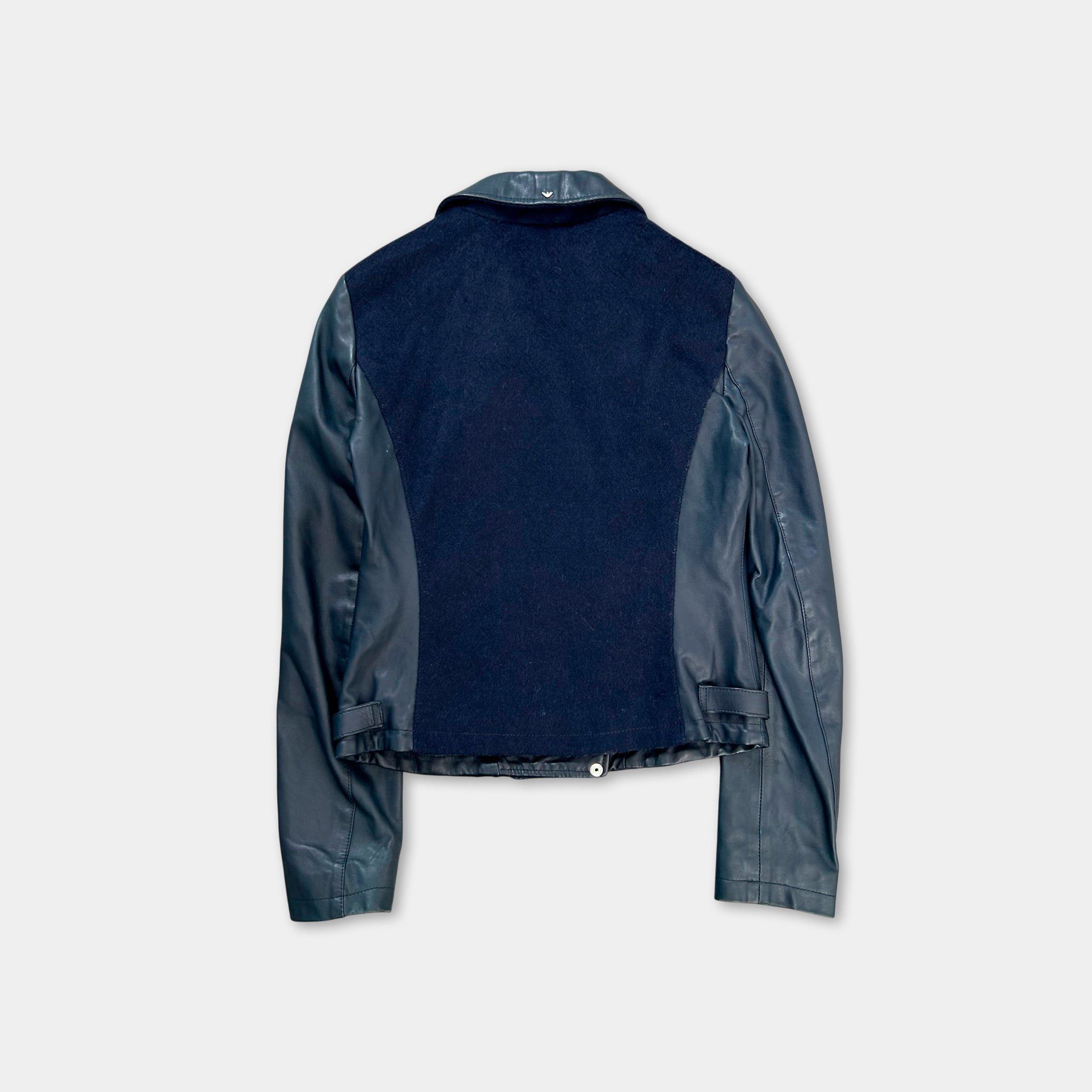 Armani Armani Jeans Leather Navy Percecto Jacket Size US XS / EU 42 / 0 - 5 Thumbnail