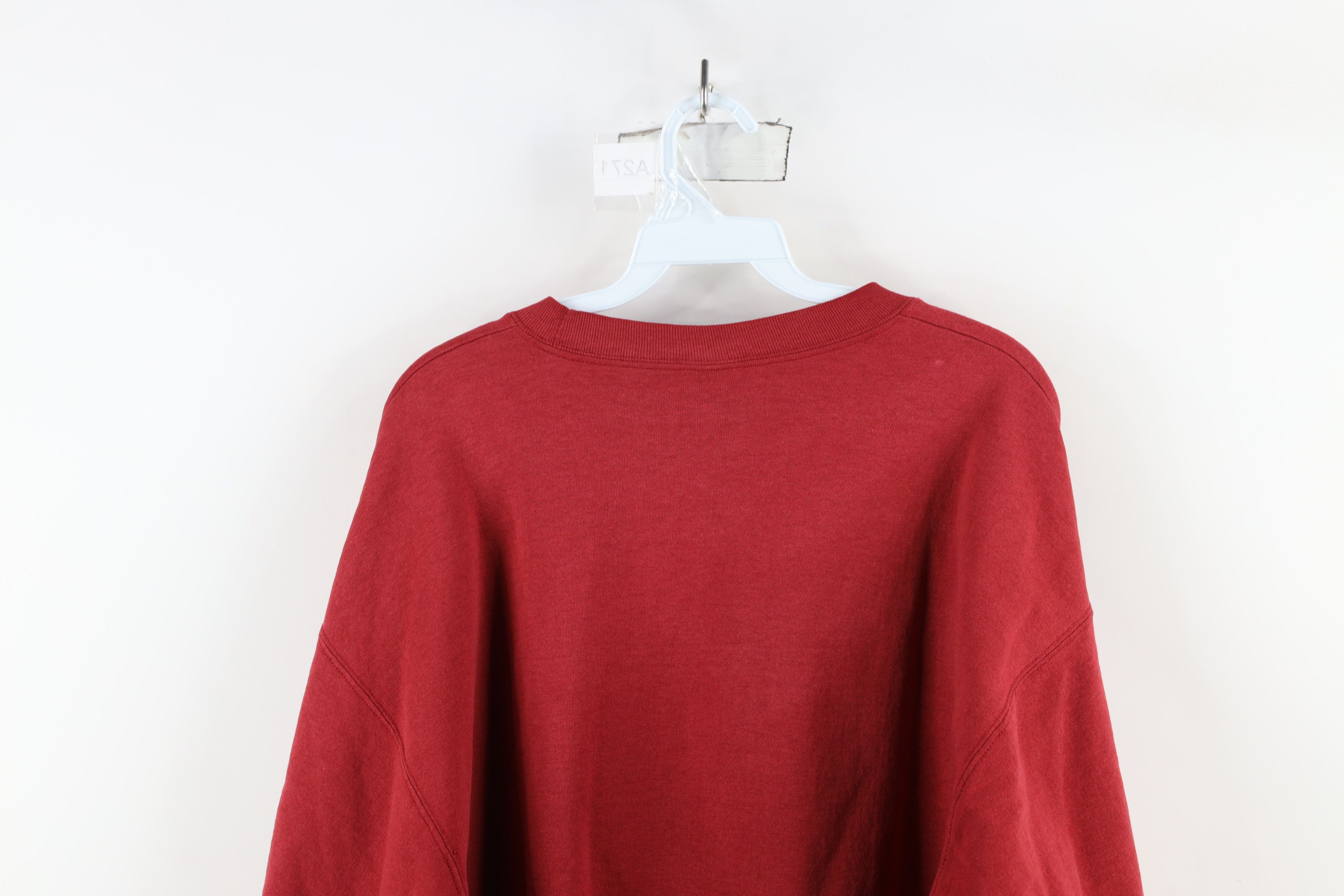 Starter × Vintage Vintage 90s Starter Thrashed Blank Crewneck Sweatshirt Red Size US L / EU 52-54 / 3 - 14 Thumbnail