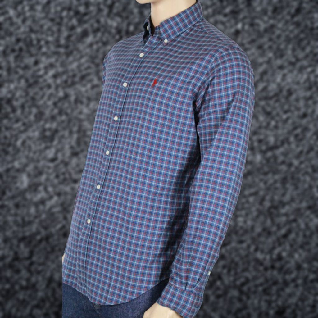 Ralph Lauren VINTAGE POLO Ralph Lauren Blue Red Classic Dress Shirt NWT XL Mens Size 46R - 1 Preview