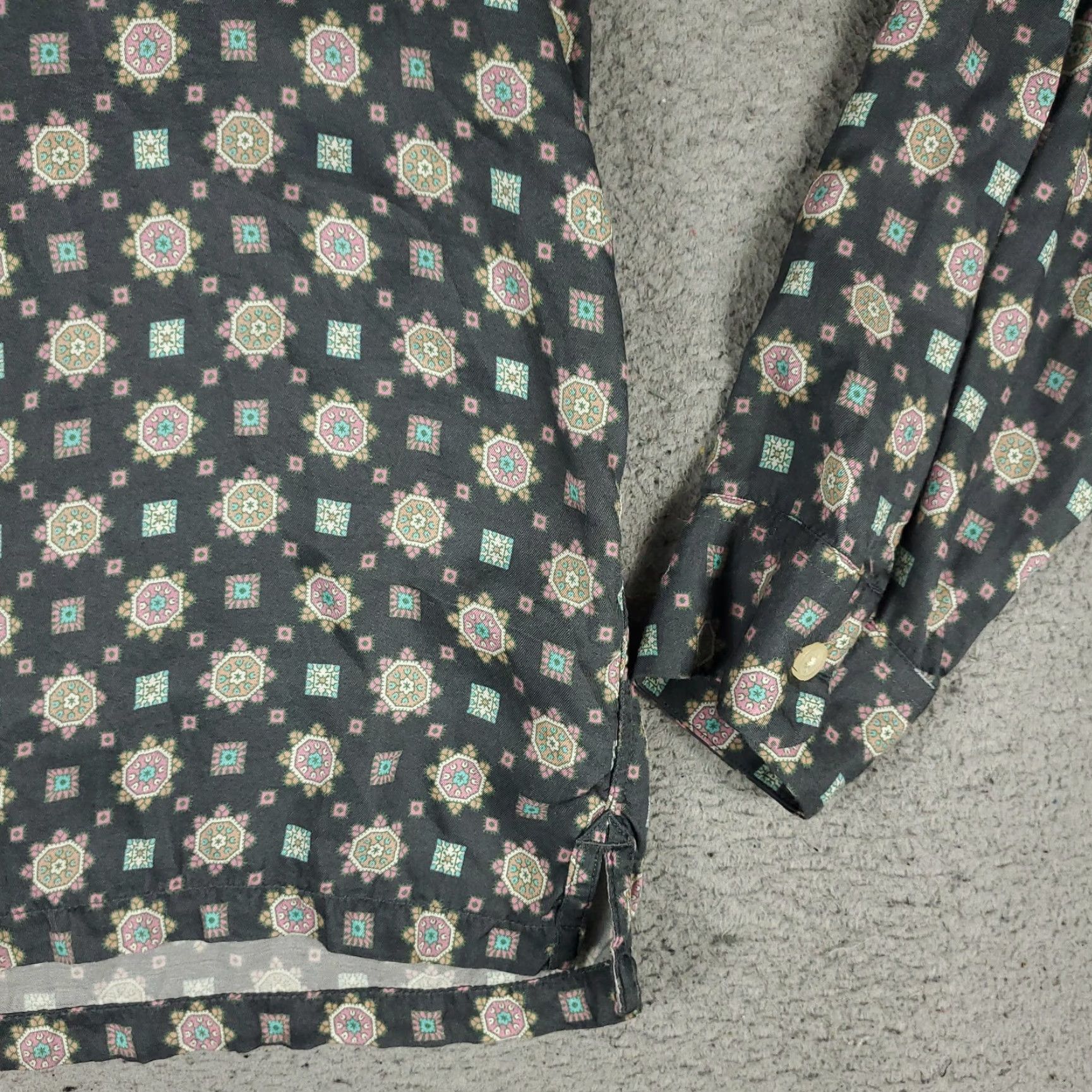 Allsaints AllSaints Shirt Mens XL Gray Geometric Camp Collar Button Up Long Sleeve Shirt Size US XL / EU 56 / 4 - 4 Thumbnail