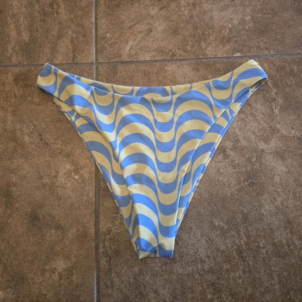 Designer Blue Yellow Aurelle Ricky Bikini Bottoms Size ONE SIZE - 1 Thumbnail