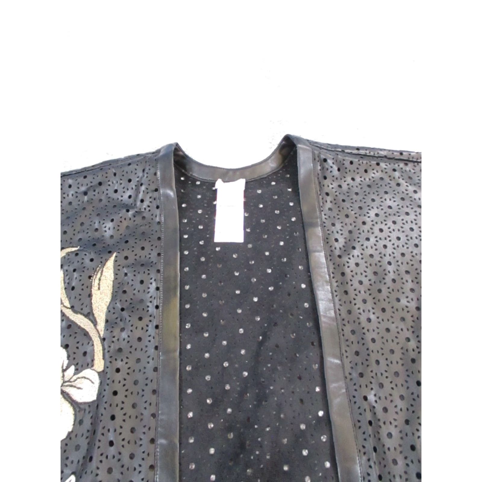 Vintage Chico's Poncho Womens Small Black Faux Leather Poncho Black Chico's Ladies Regular Size S Warm Casual Size S / US 4 / IT 40 - 2 Thumbnail