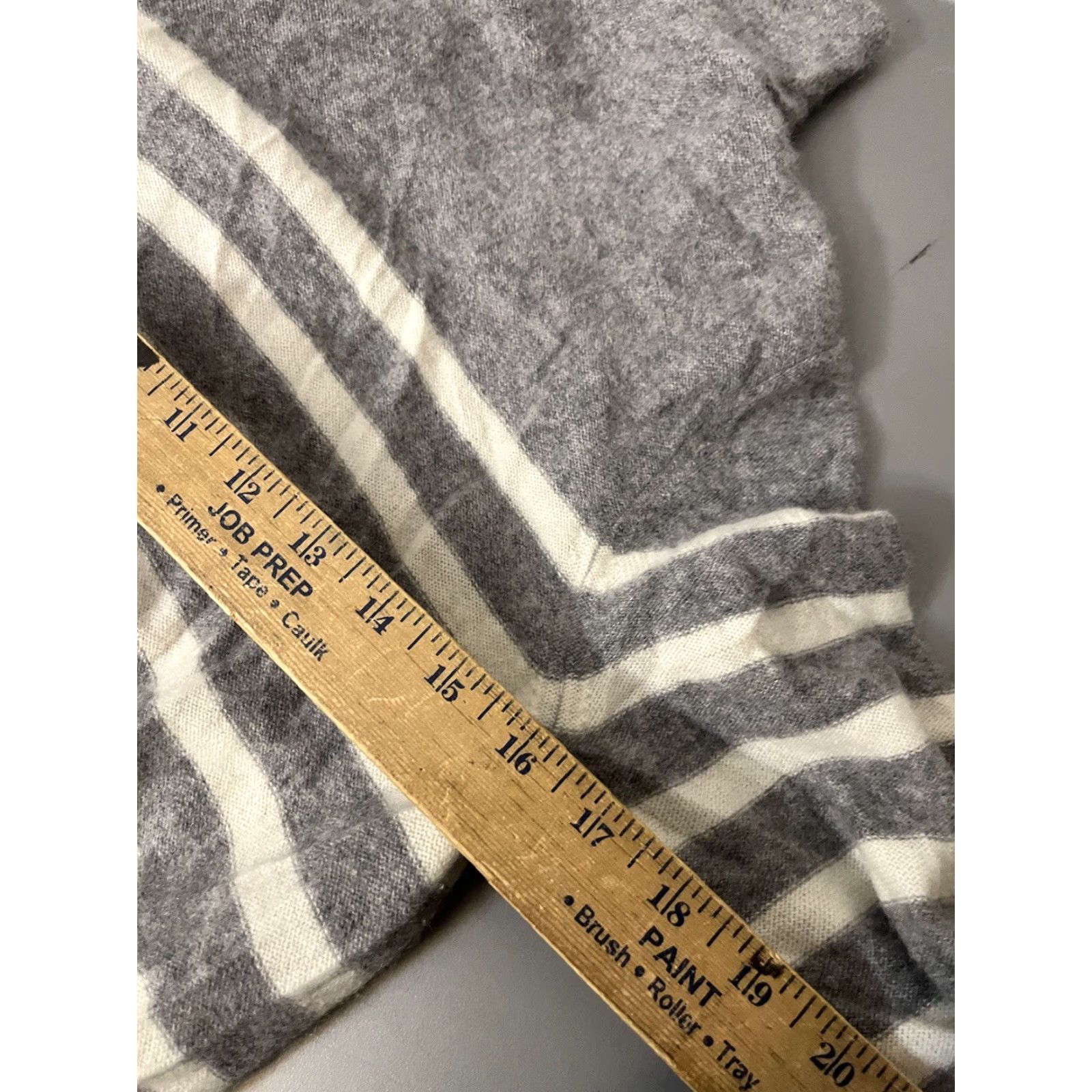 Vince Vince 100% Cashmere Heather Gray Breton Stripe Funnel Neck Sweater Small Size S / US 4 / IT 40 - 6 Thumbnail