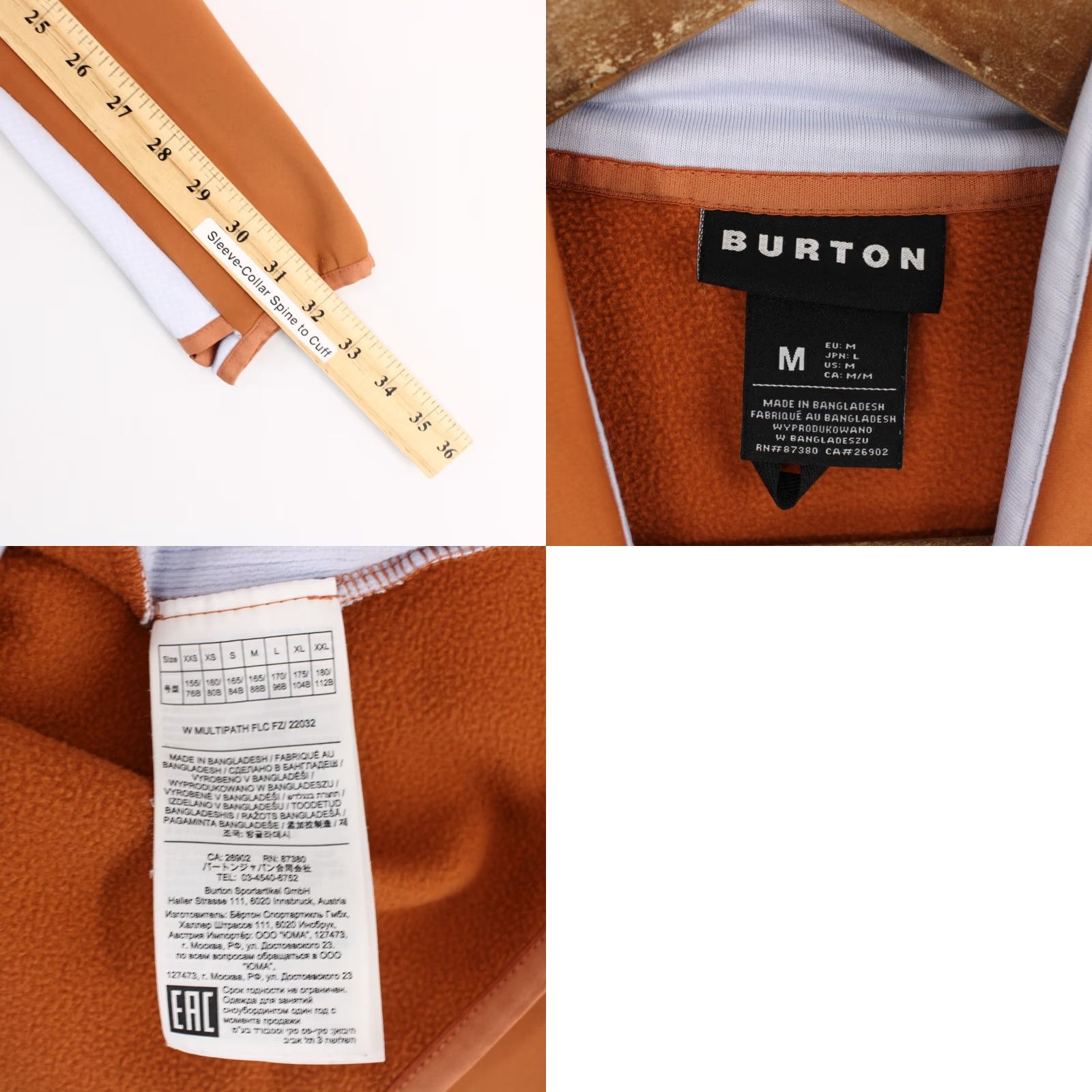 Burton Burton Multipath Jacket Womens M Orange Full Zip Fleece Thumbholes Jacket Size M / US 6-8 / IT 42-44 - 8 Thumbnail