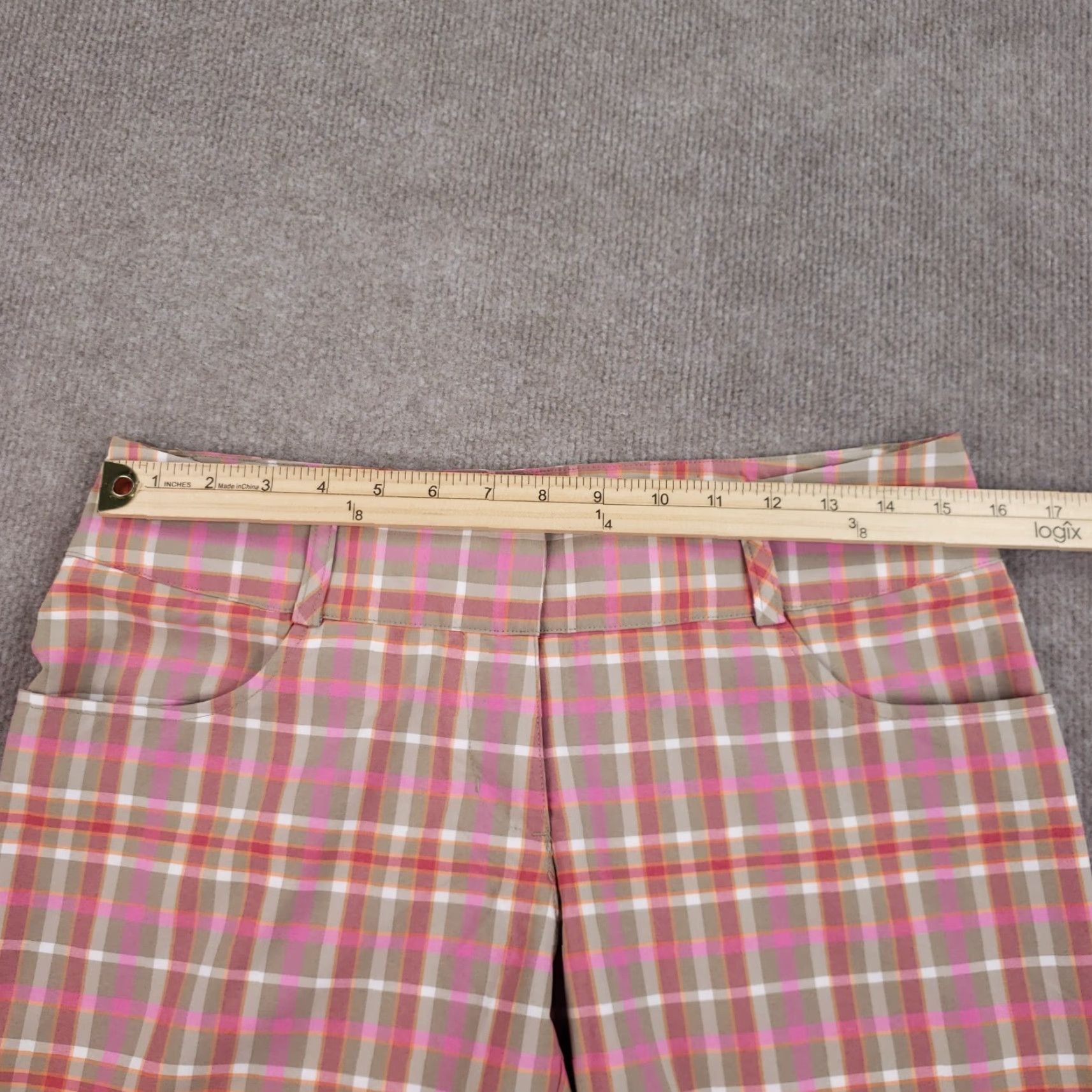 Adidas Adidas Women's Bermuda Shorts Pink Beige Plaid Size 4 Regular Lightweight Size 27" / US 4 / IT 40 - 4 Thumbnail