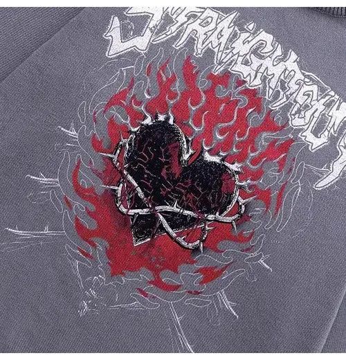 Aran Isles Knitwear × Japanese Brand Oversized Knit Flame Thorn Heart Goth Sweaters Size US L / EU 52-54 / 3 - 3 Thumbnail