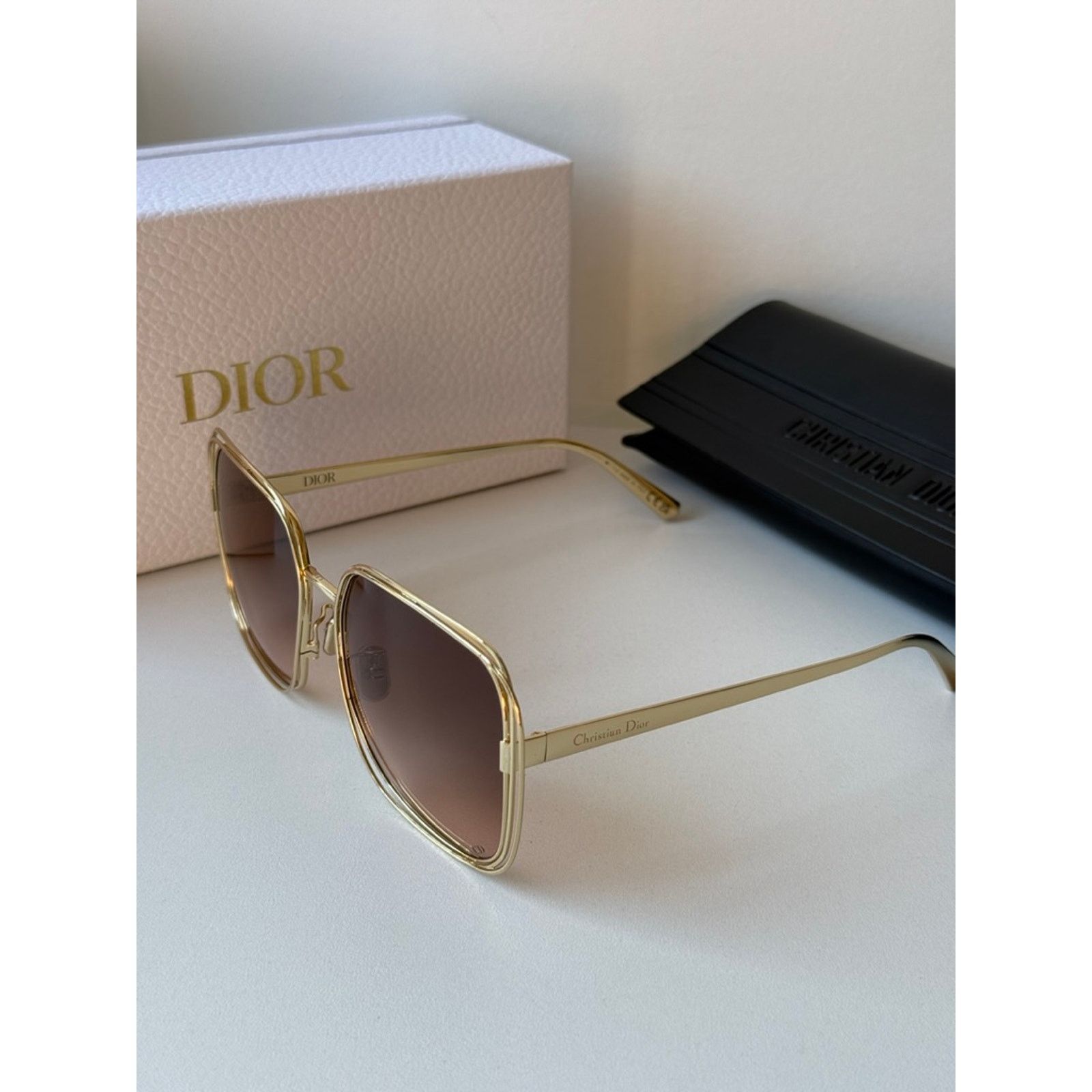 NEW Dior FilDior S1U Square Sunglasses in Gold Brown