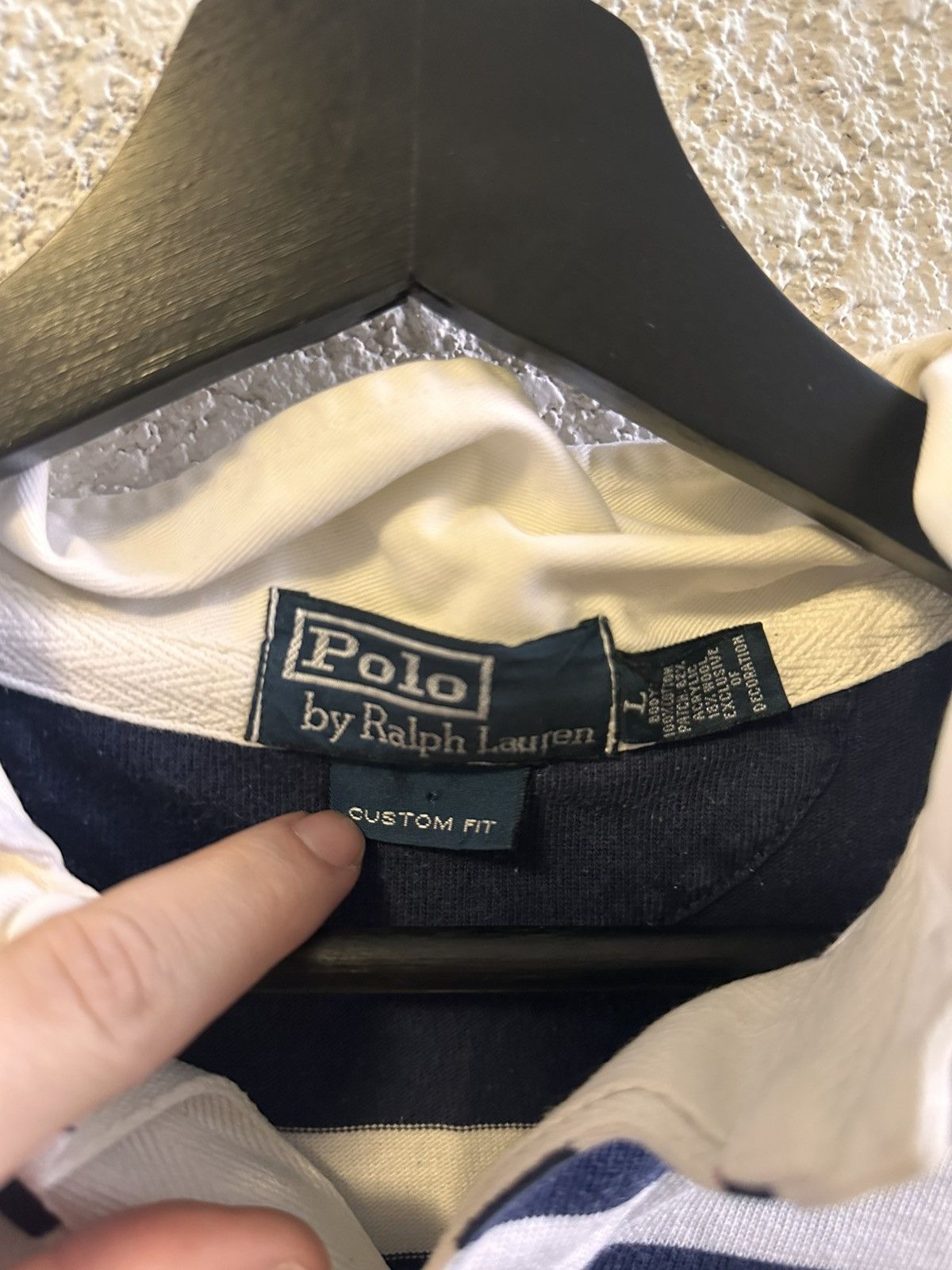 Polo Ralph Lauren Polo Ralph Lauren Rugby Shirt Blue White Embroidered Crest Size US L / EU 52-54 / 3 - 4 Thumbnail