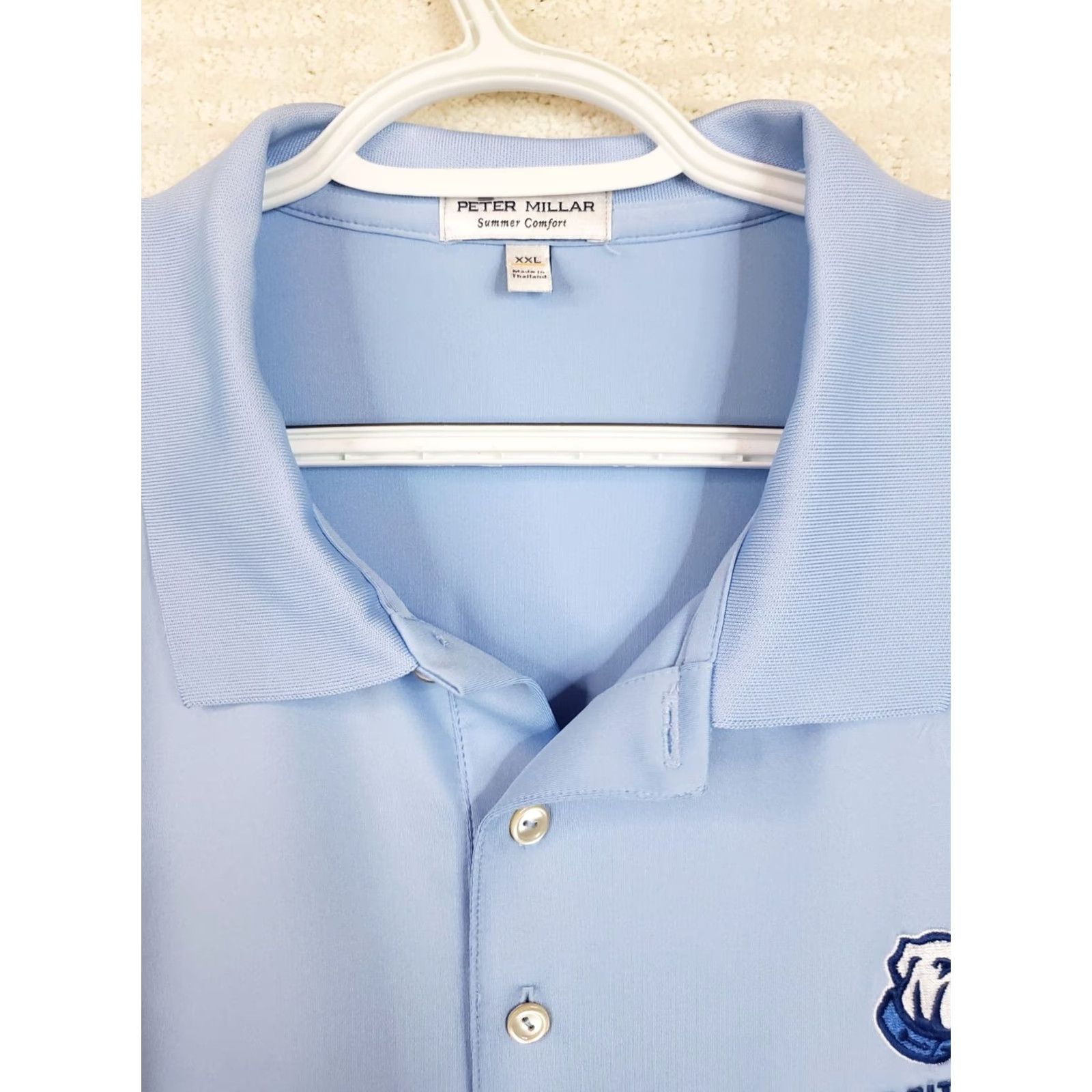 Peter Millar Peter Millar Summer Comfort Polo Mens 2XL Striped Blue Citidel Bulldogs Logo Embroidered Chest Golf Casual Workwear Button Collar Shirt Size US XXL / EU 58 / 5 - 7 Thumbnail
