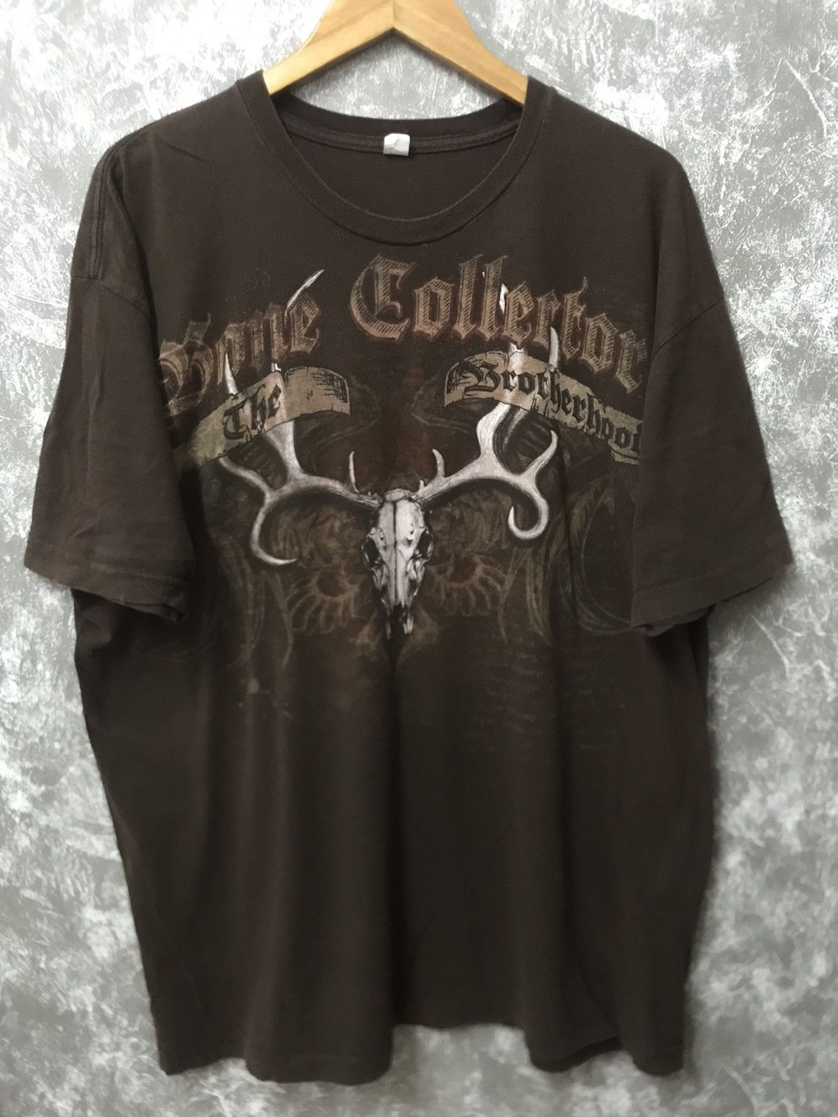 Pre-owned Affliction X Ed Hardy Bone Collector Affliction Y2k Game Tee In Brown