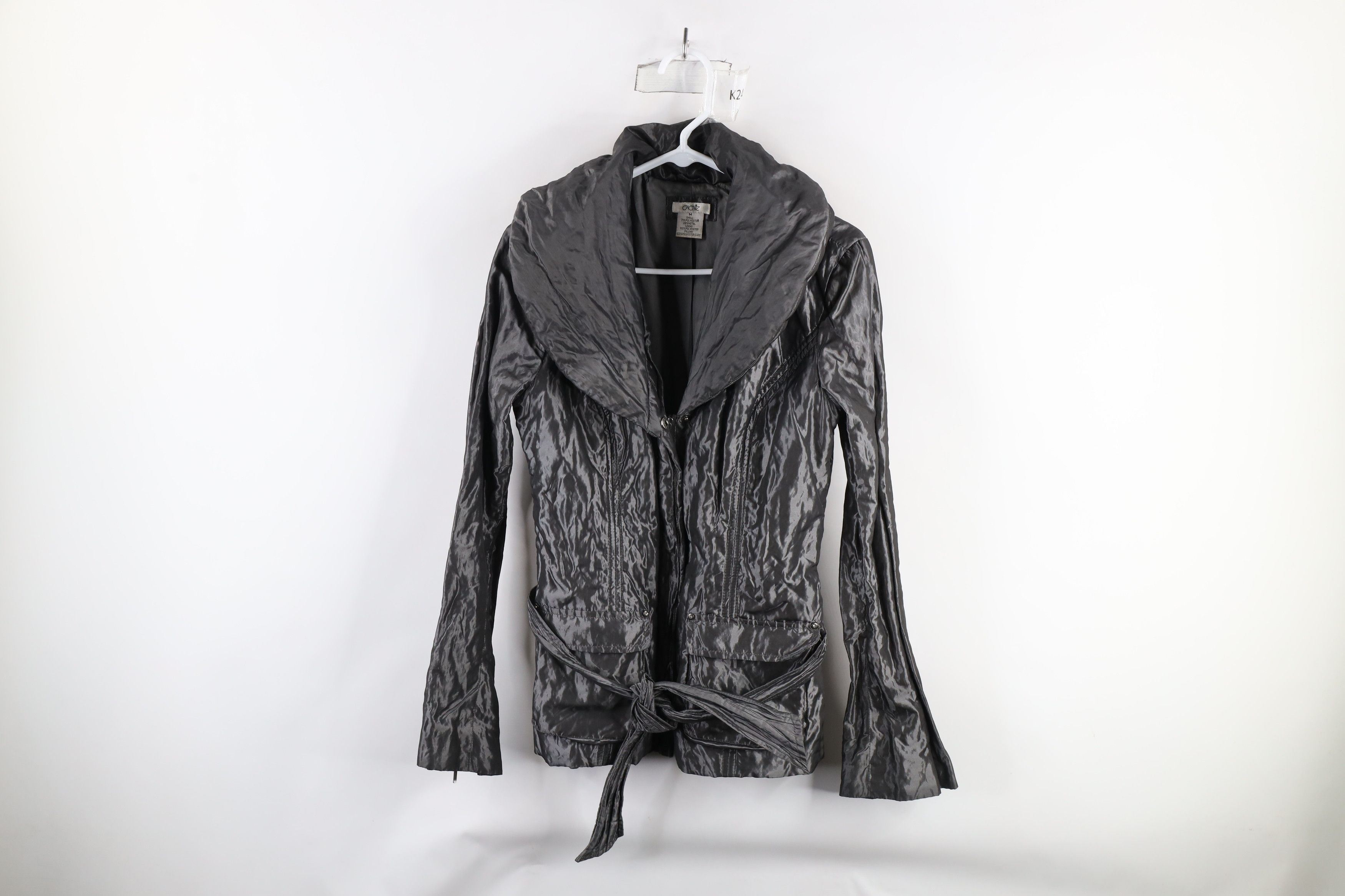 Vintage Vintage 90s Cache Belted Shawl Puffer Jacket Gray Metallic Size M / US 6-8 / IT 42-44 - 1 Thumbnail