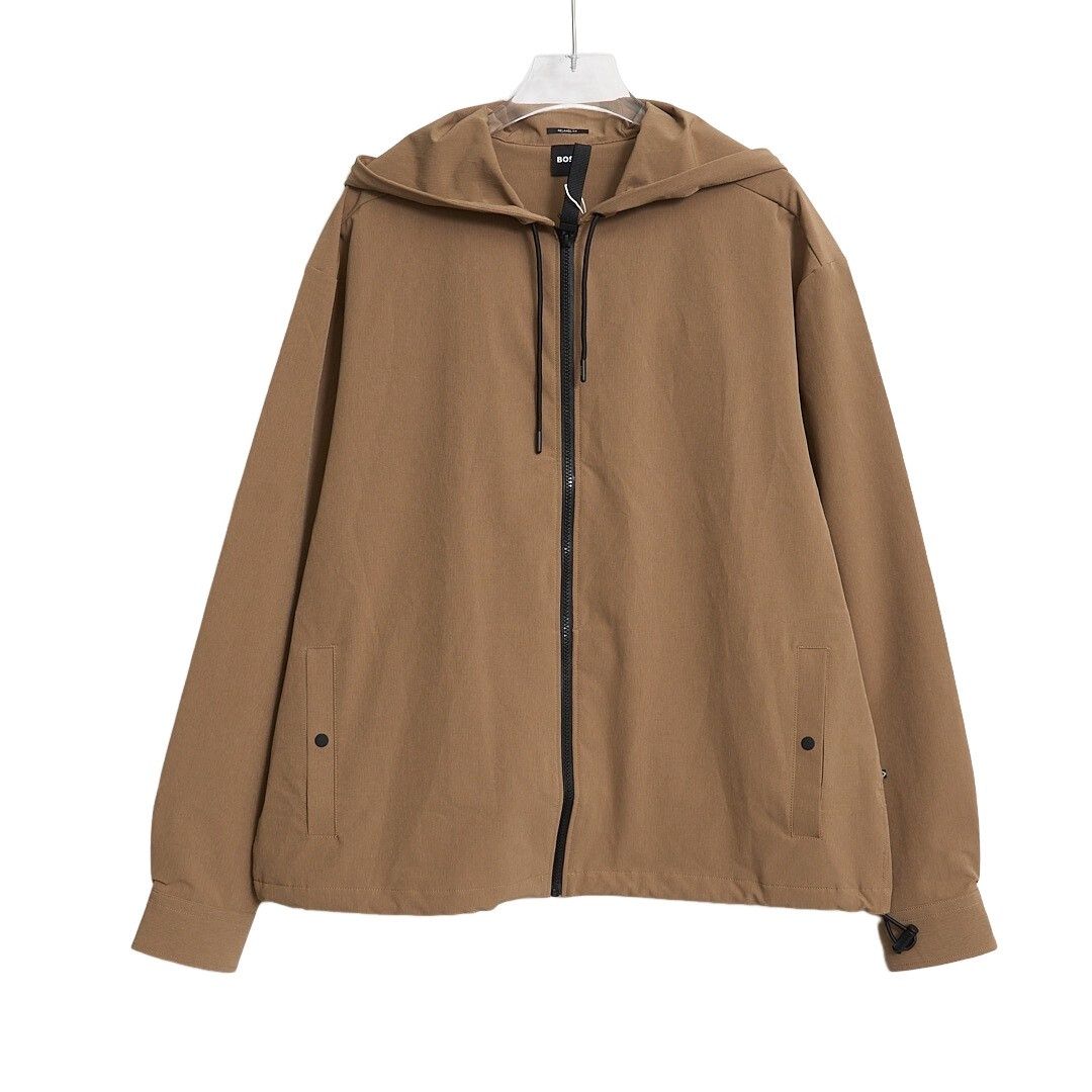 Boss Brown Hooded Light Jacket Size L, Men's