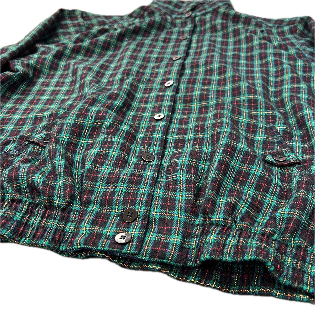 Vintage Designer Green and Black Tartan Viscose Button Up Jacket Size US M / EU 48-50 / 2 - 7 Thumbnail