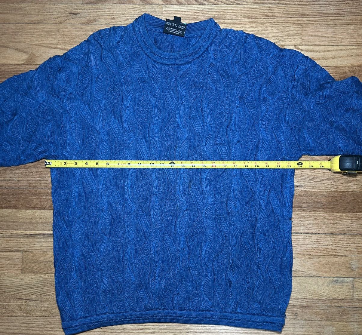Coogi Vintage 90s Coogi Blue 3D Knit CottonSweater Mens XL Size US XL / EU 56 / 4 - 5 Thumbnail